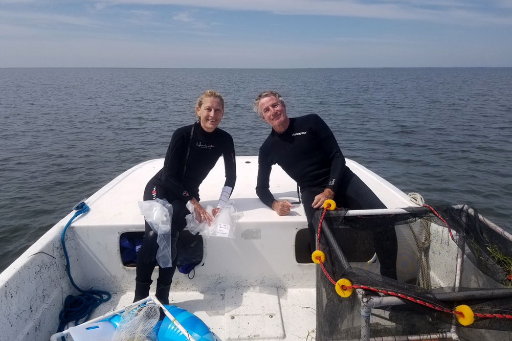 McGlathery and friend on a boat