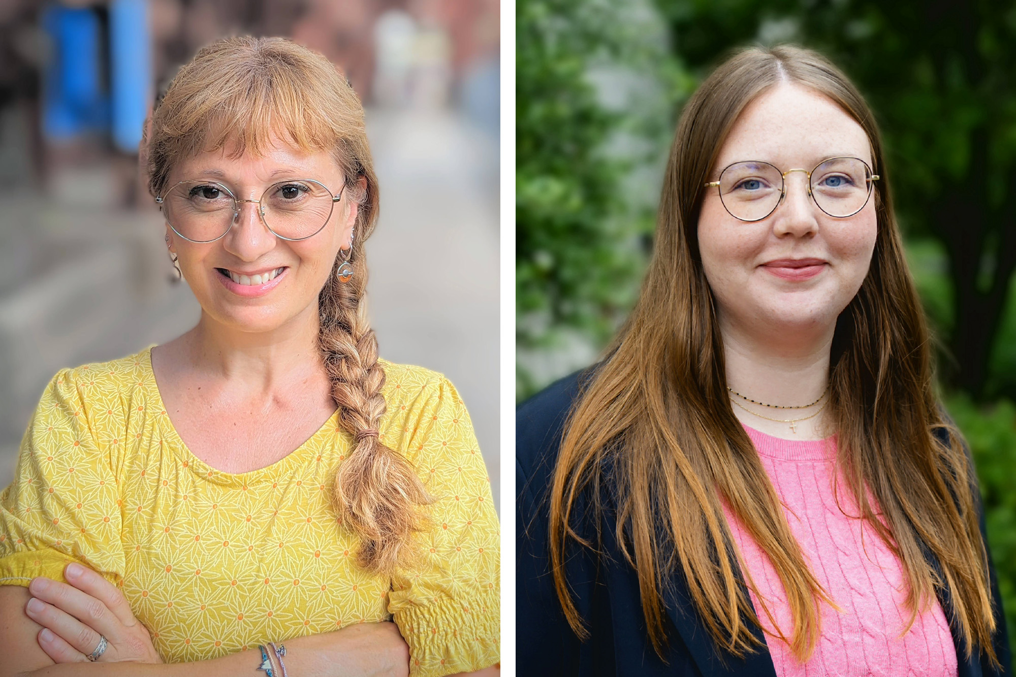 Portrait of UVA Health scientist Sanja Arandjelovic (left) and UVA researcher Blandine Baffert (right)
