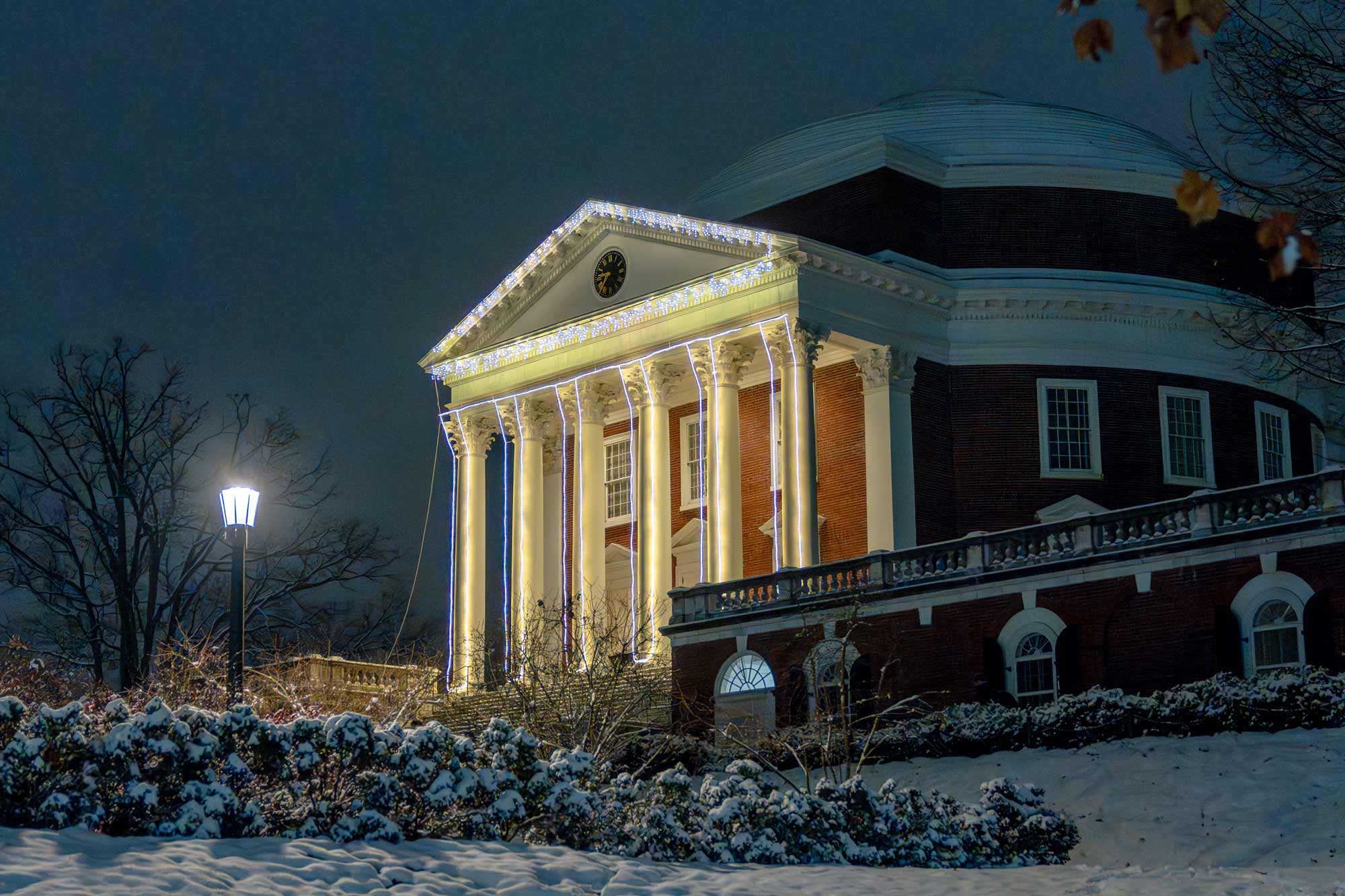 The Rotunda will continue to be lit at night through the end of the month.