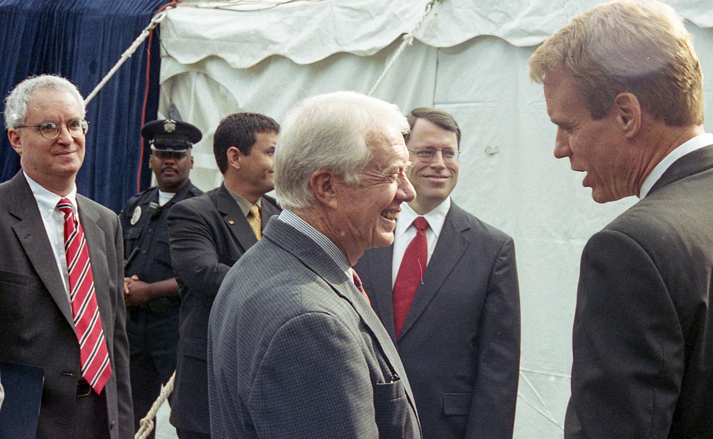 Carter and former president Gerald Ford chatting