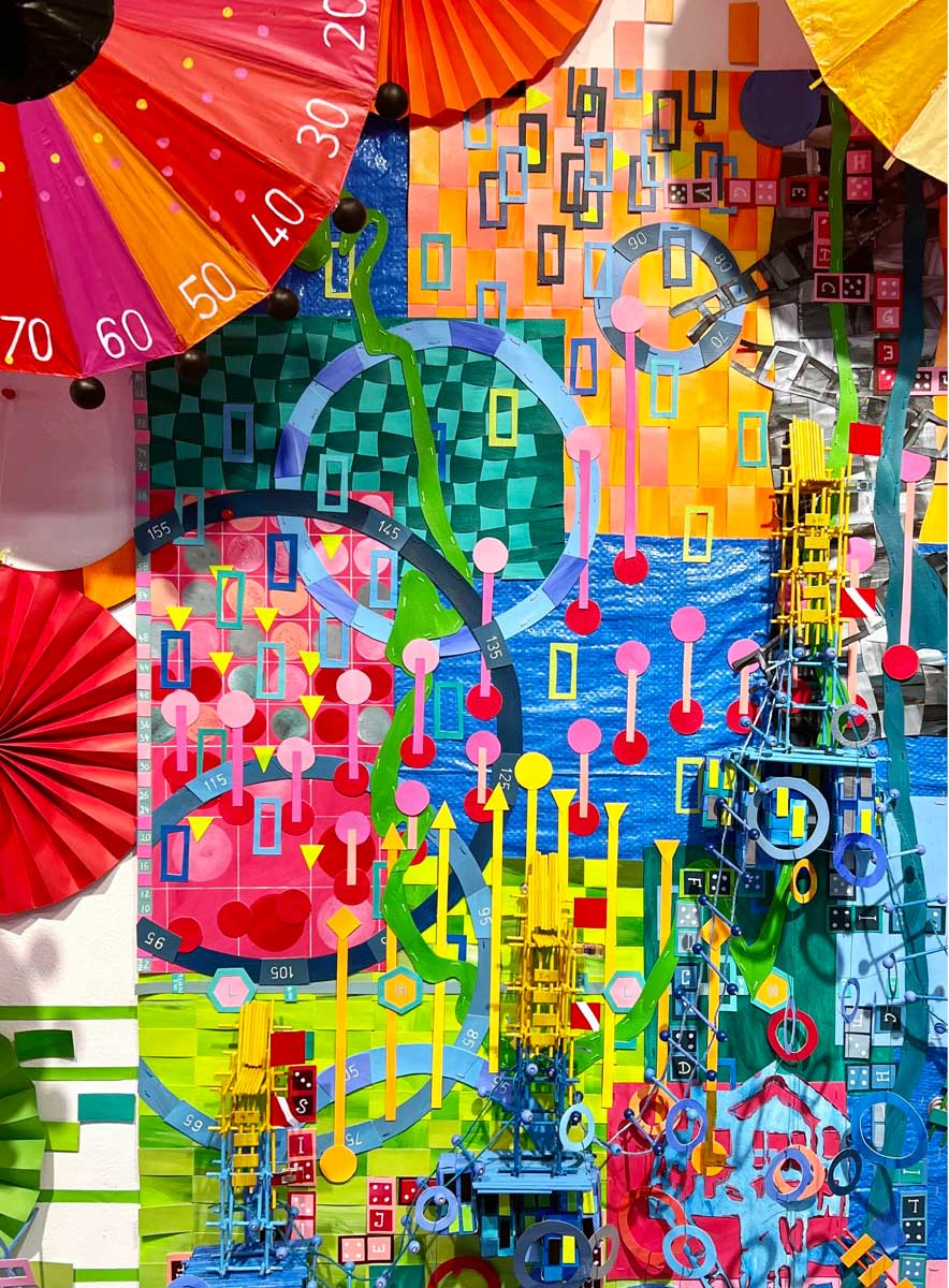 Up close look at an example of Nathalie Miebach’s art, a visual interpretation of data