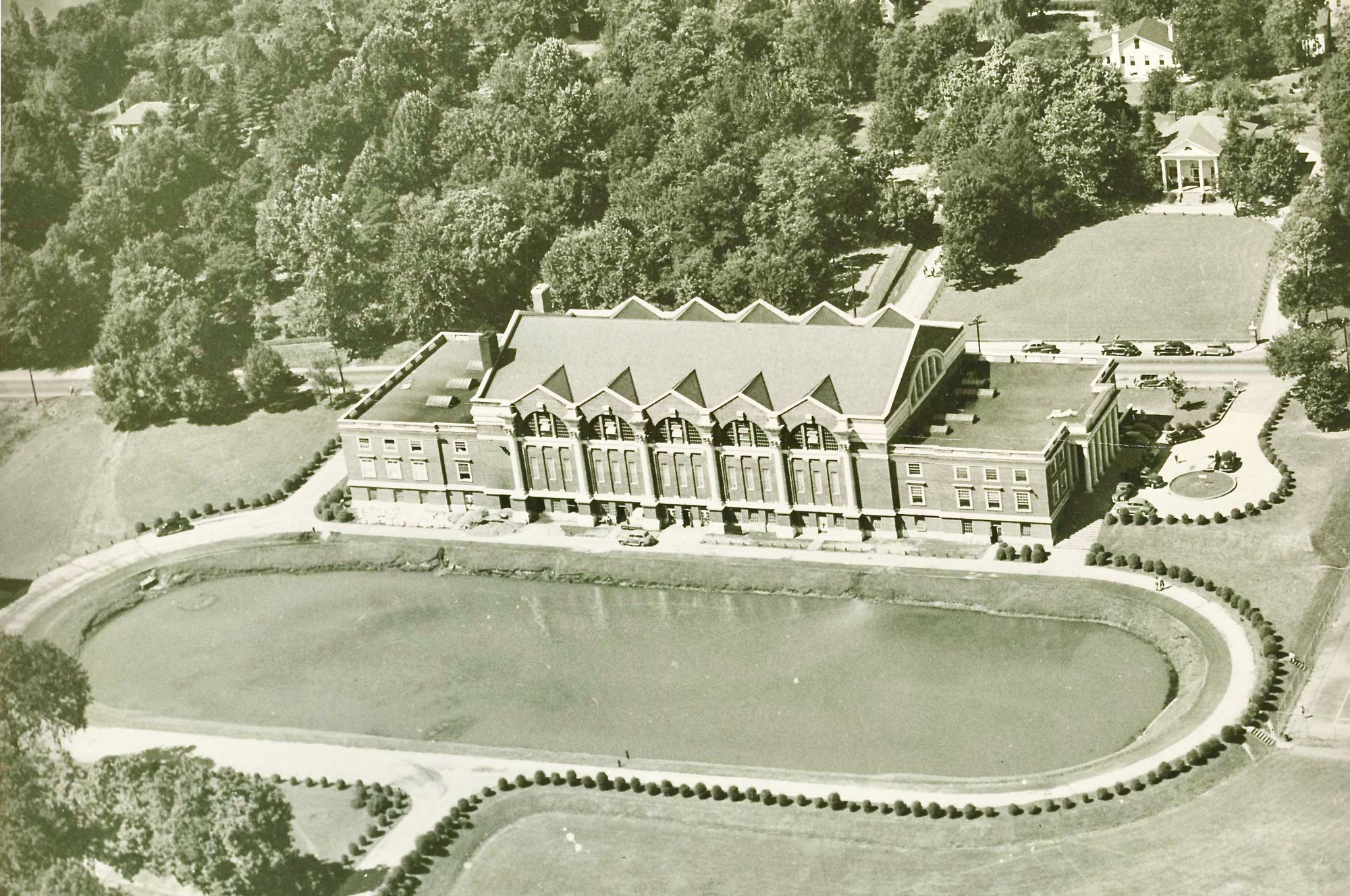 Old portrait of Memorial Gymnasium building.