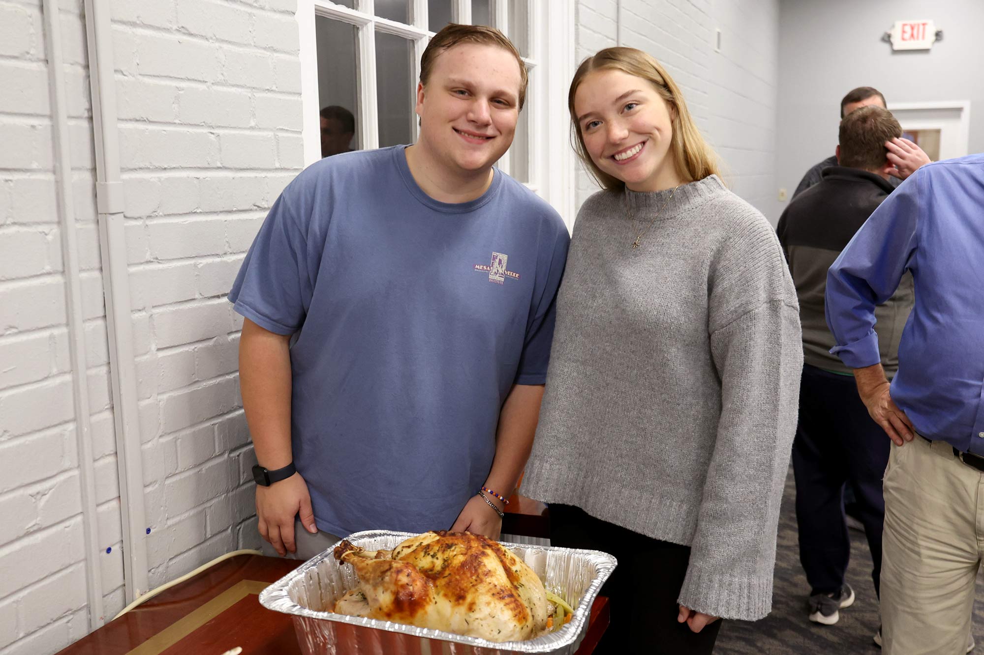 Fourth-year chemical engineering majors Connor Dight and Mackenzie Klepsig cooked a butter-infused turkey in a baking bag. 