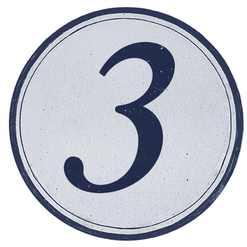 Circular icon displaying the number three.