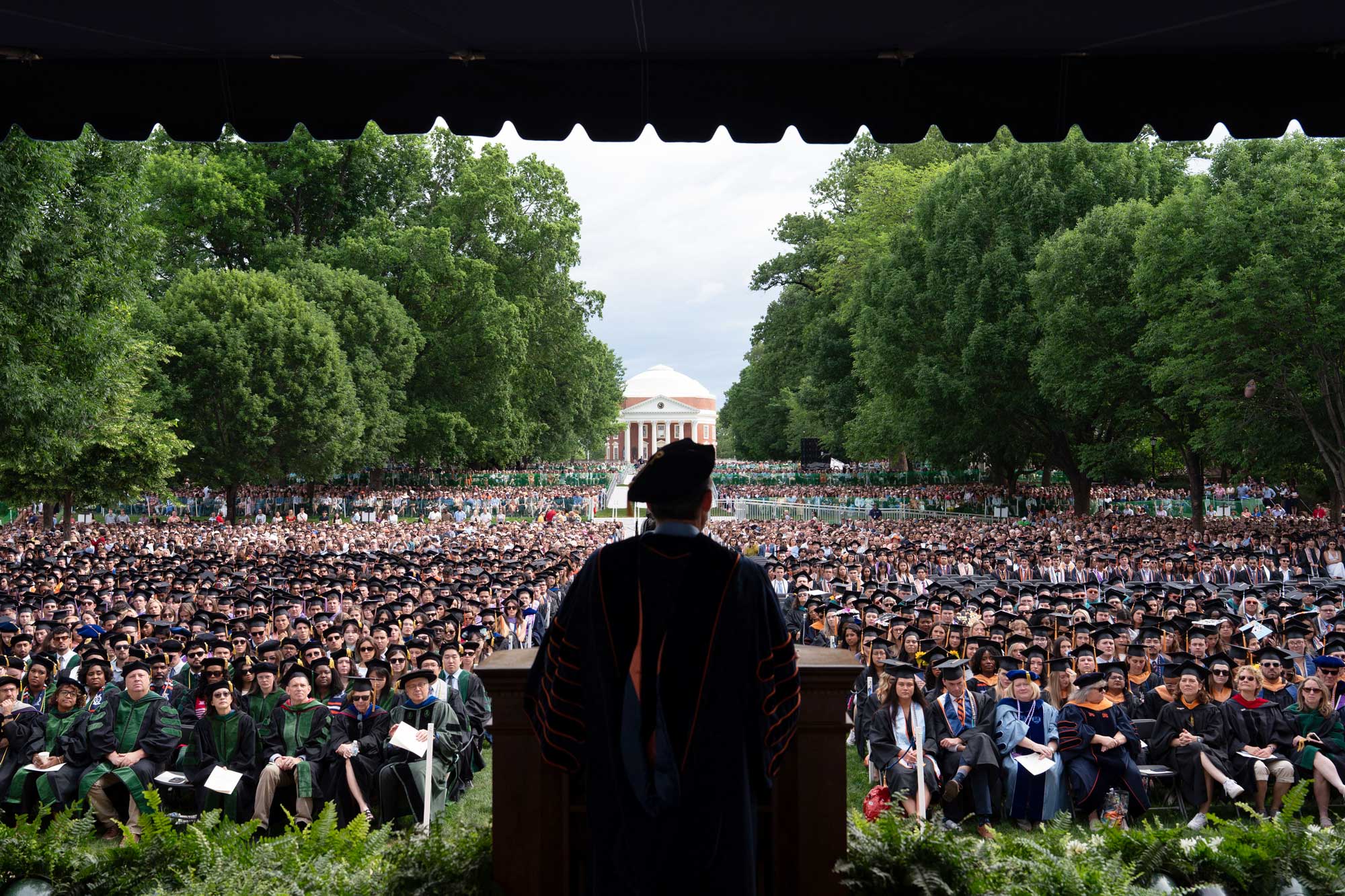 From behind Jim Ryan looking out towards the Rotunda and 2025 graduates