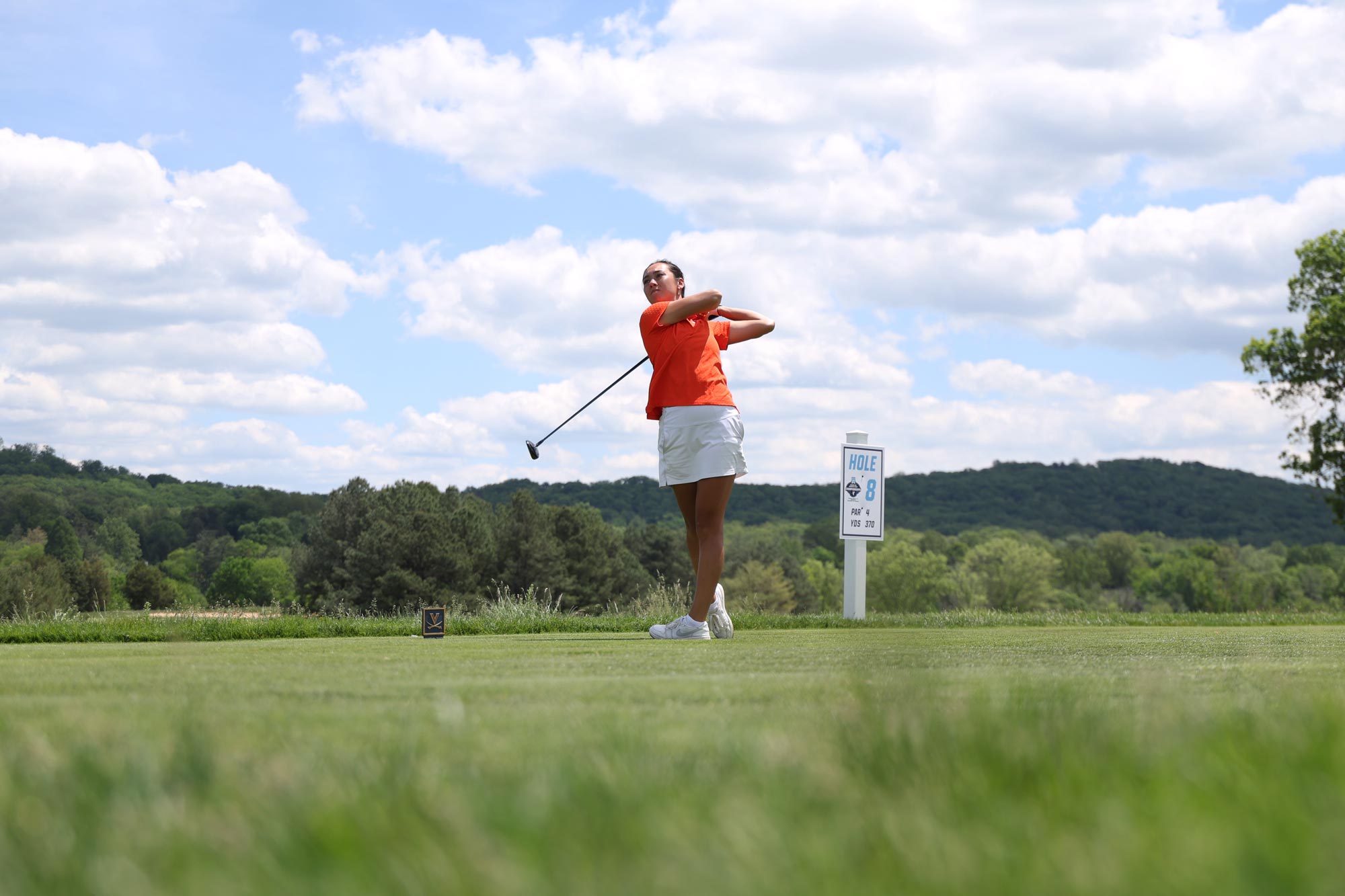Jaclyn LaHa after a swing on hole 8