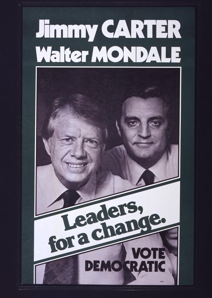 A poster from the 1976 campaign for U.S. president featured eventual winner Jimmy Carter and Vice President Walter F. Mondale. 