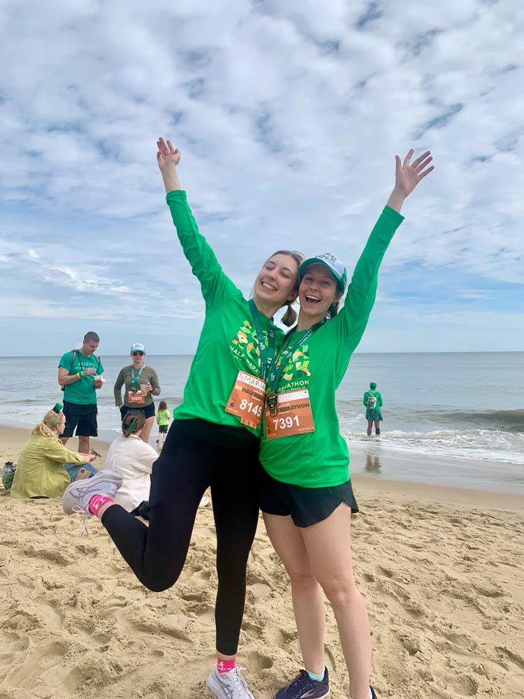 Jude Diederich and her sister pose for a photo 