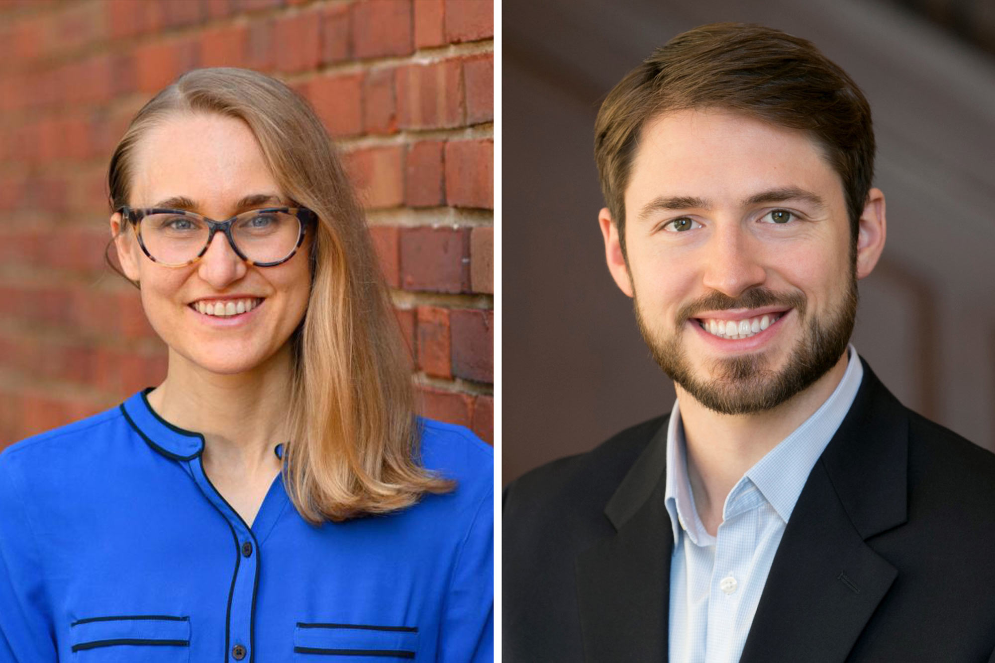 Collage of UVA economics professors Emma Harrington and Alexander MacKay