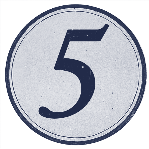 Circular icon displaying the number five.