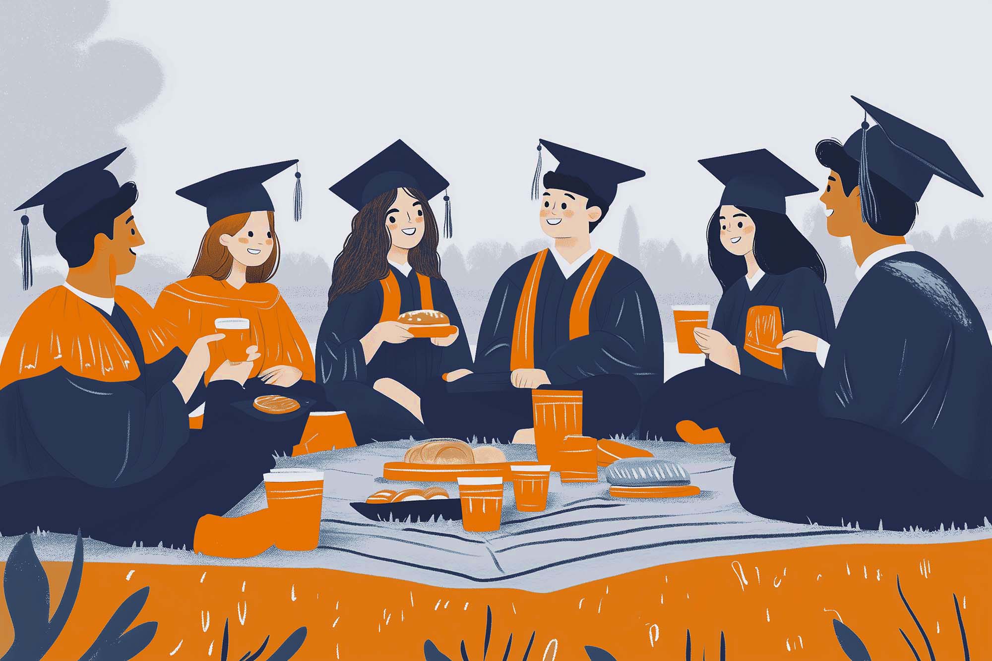 Illustration of graduated at a picnic