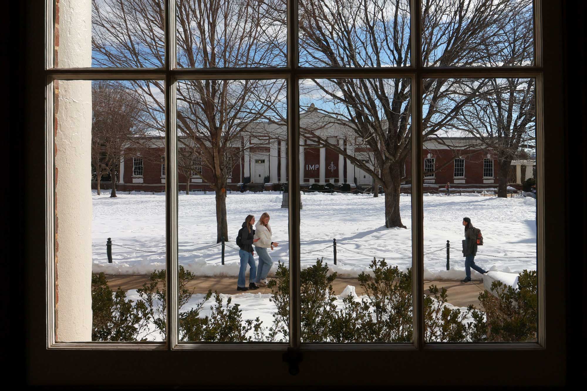 A view from a UVA window out onto Grounds