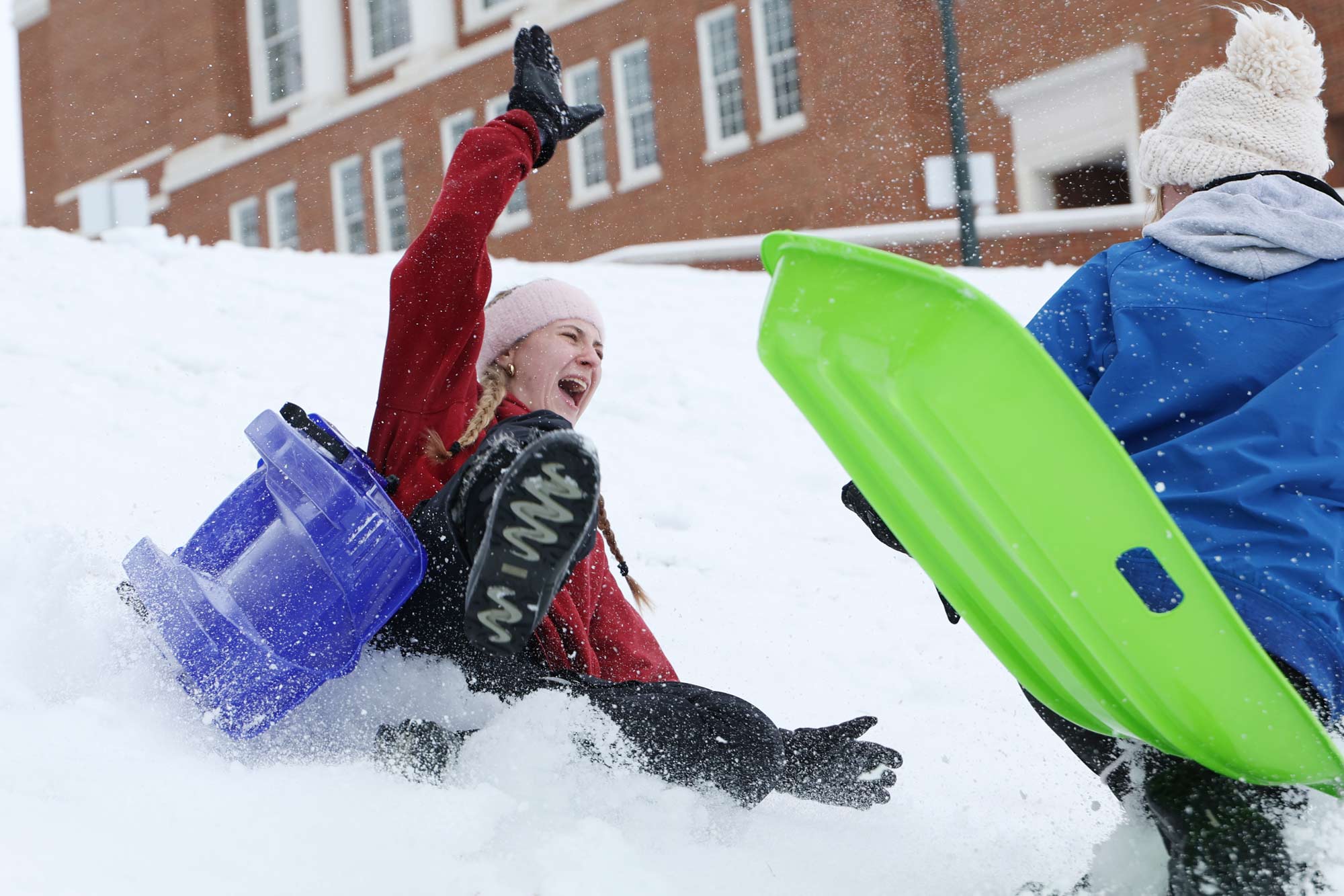 Student sledding