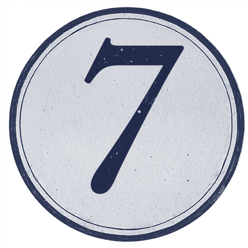 Circular icon displaying the number seven.