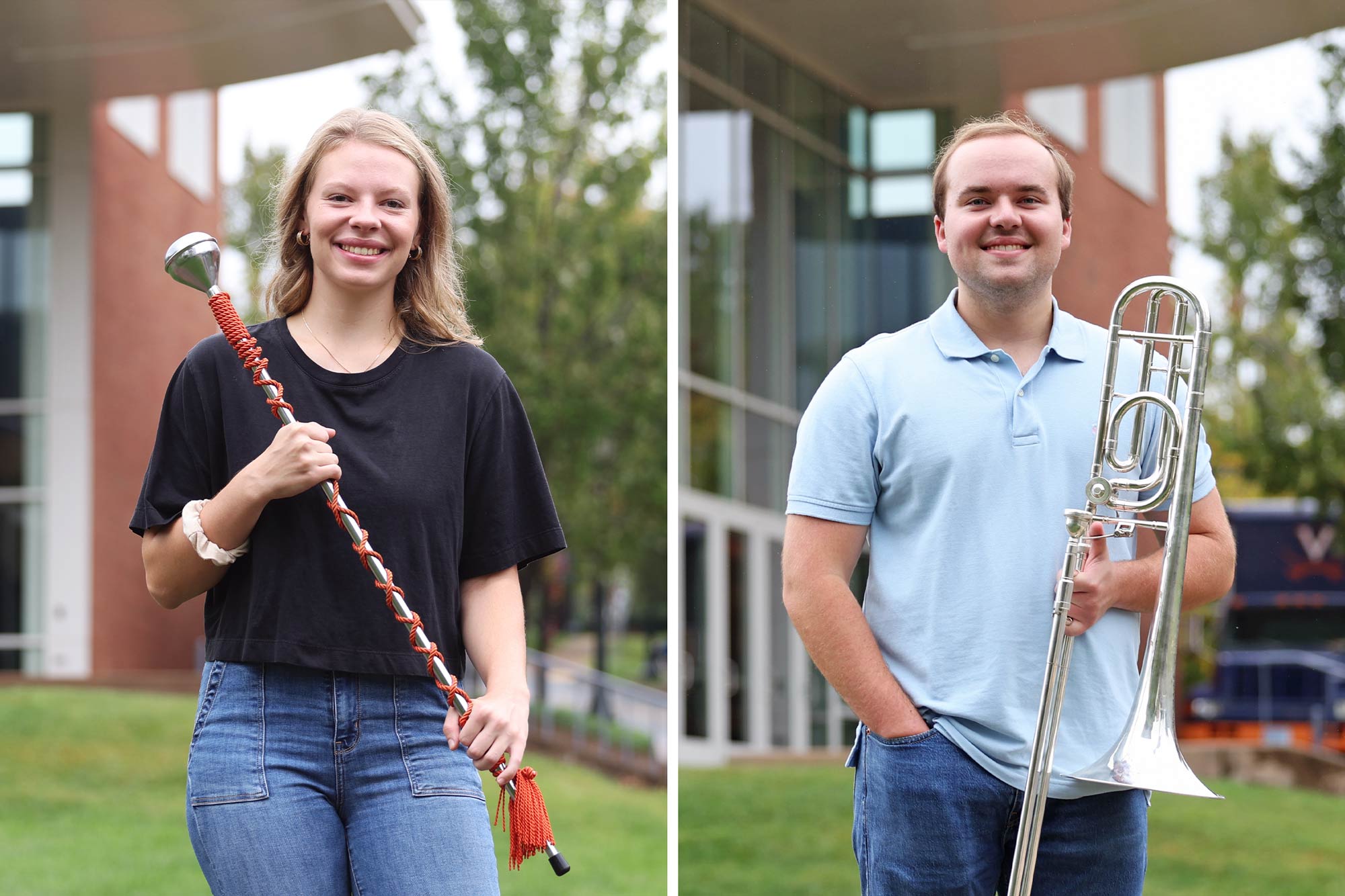 Portrait of Lara Forstner, left, and Justin Abel, right