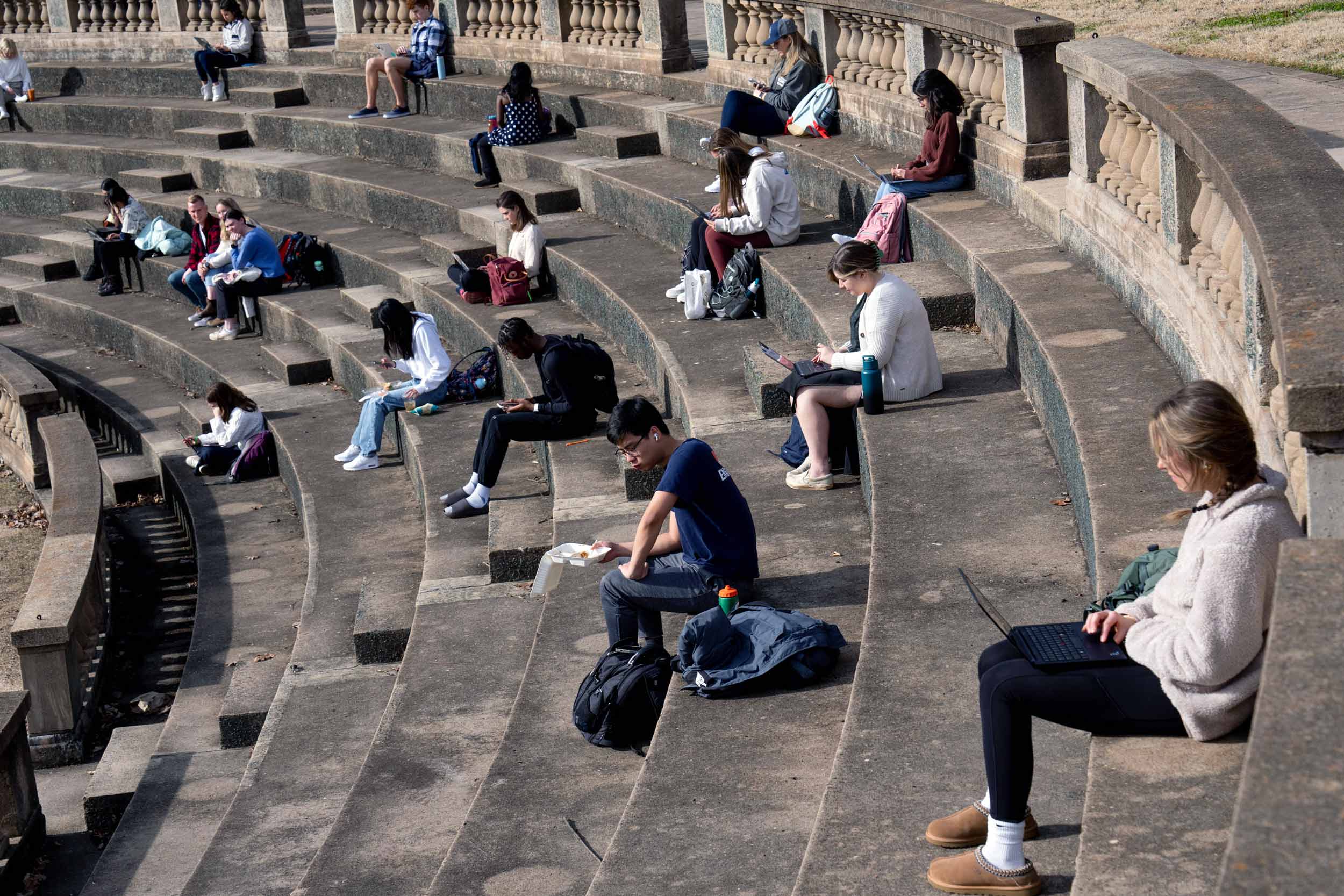 Students sitting in the Amphitheater