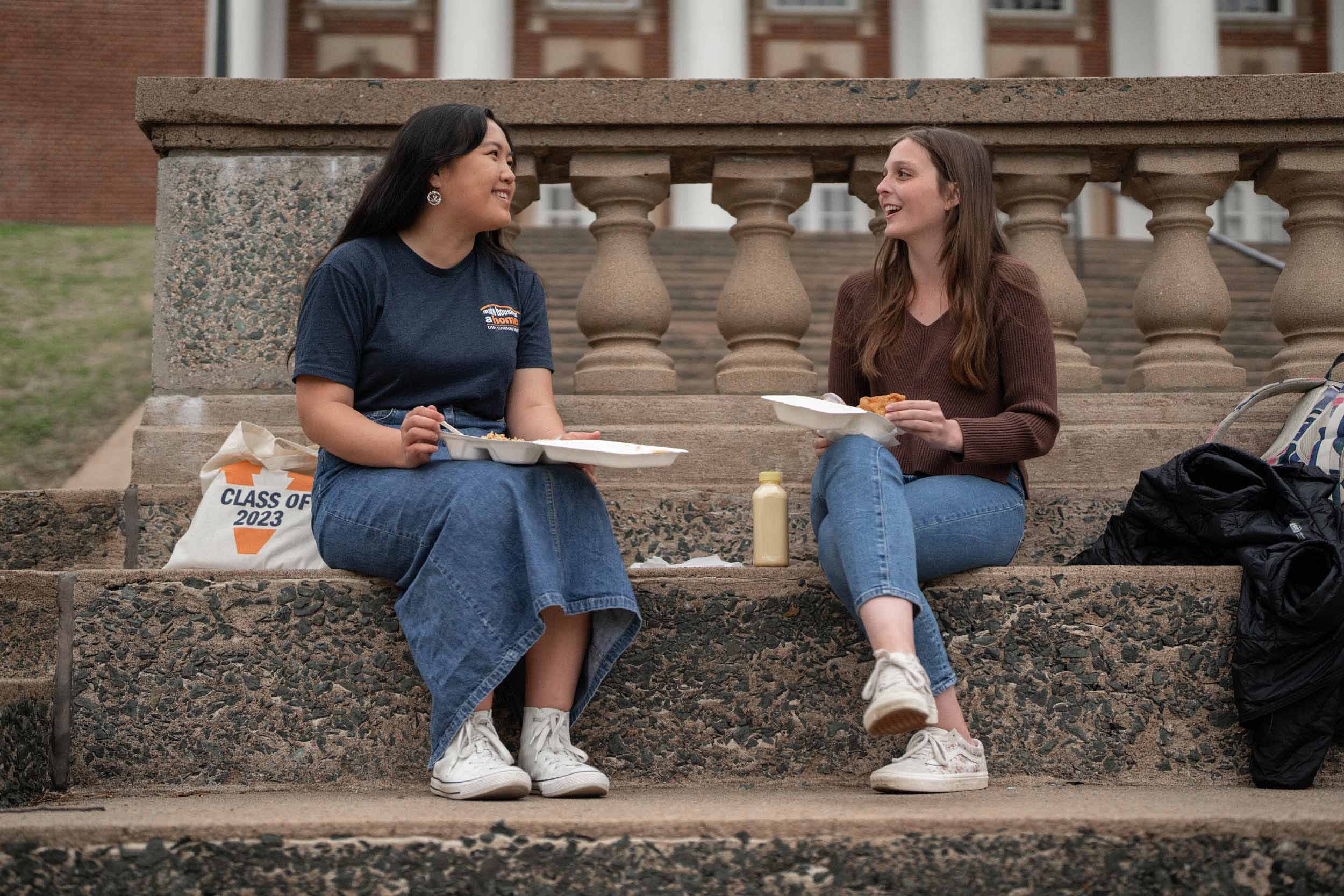 Candid portrait of Karissa Ng and friend enjoying lunch together