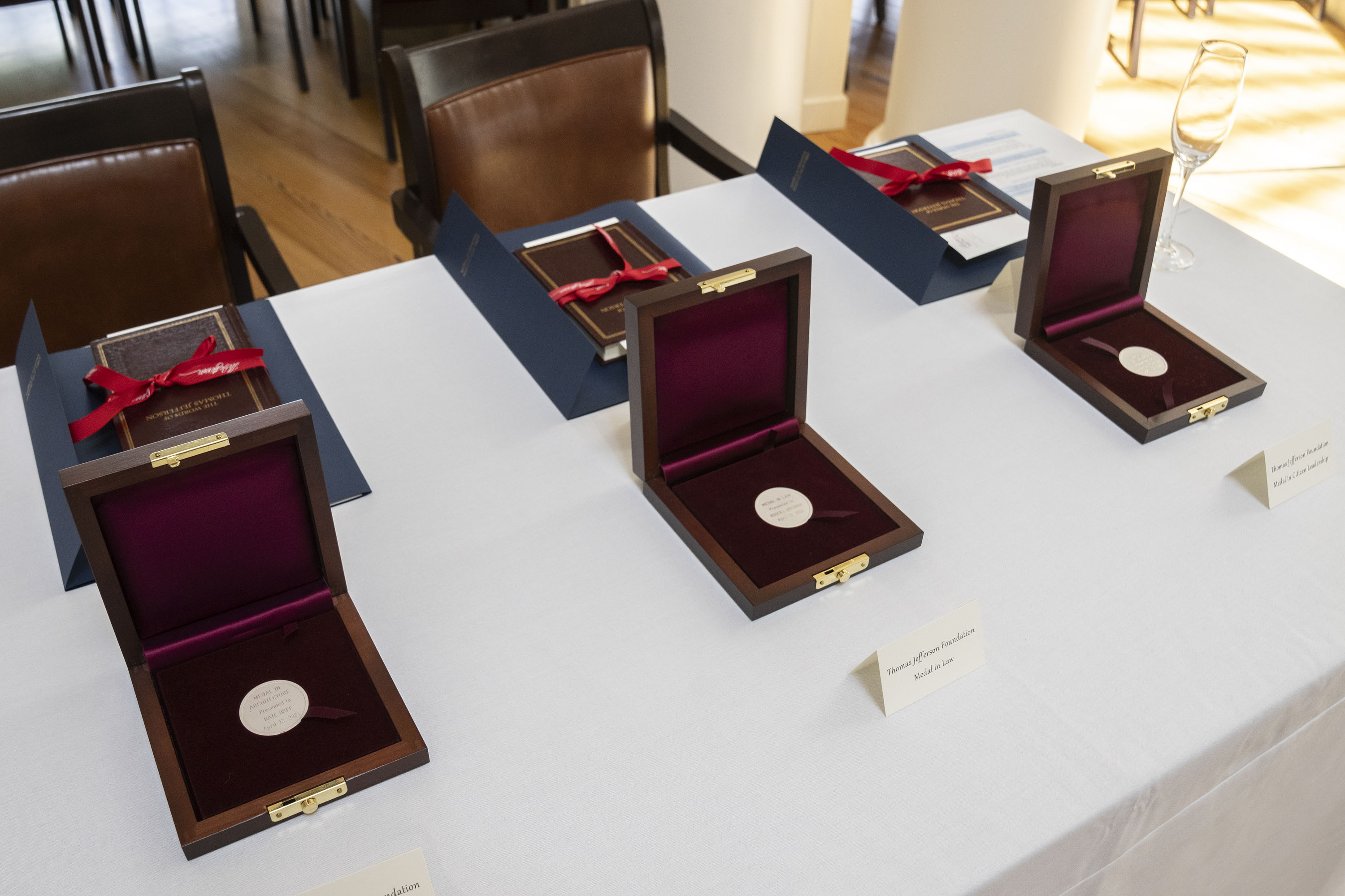 A row of Founders medals