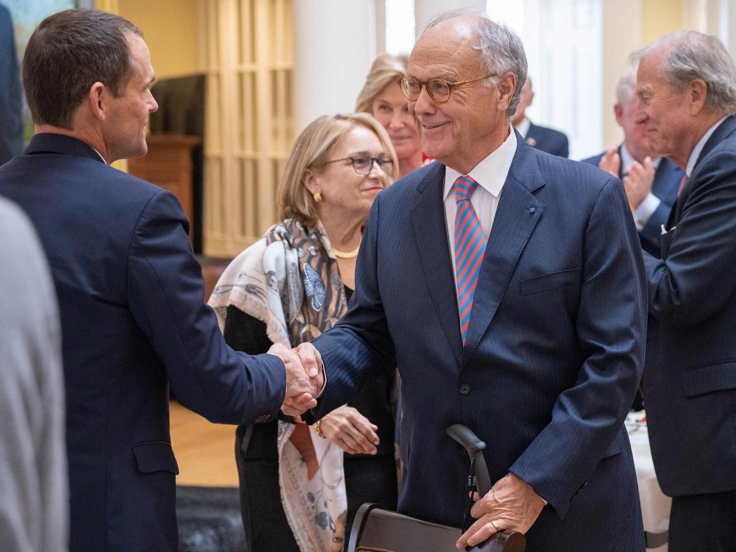 John Casteen Shaking hands with Jim Ryan