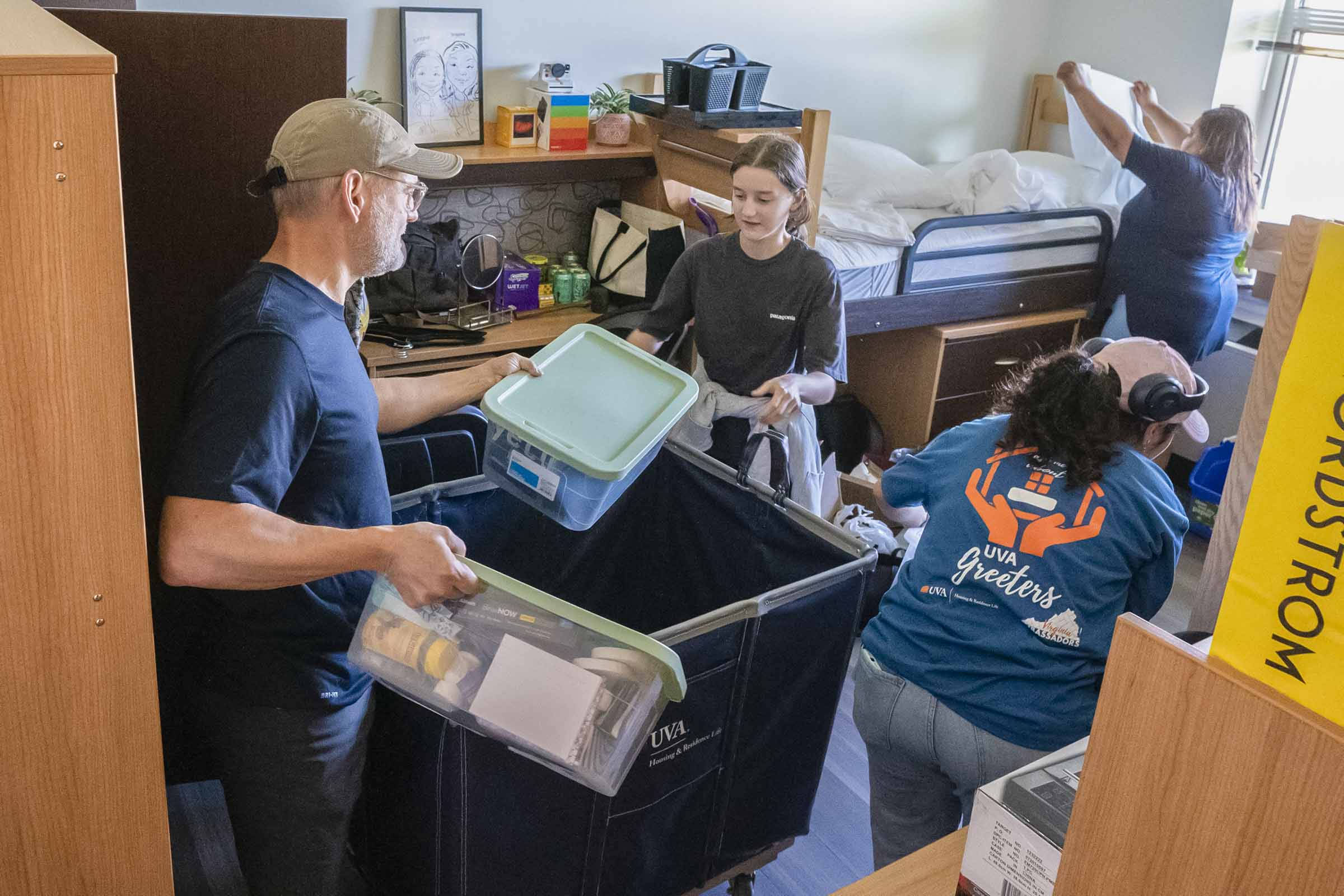 Group unpacking in new dorm room