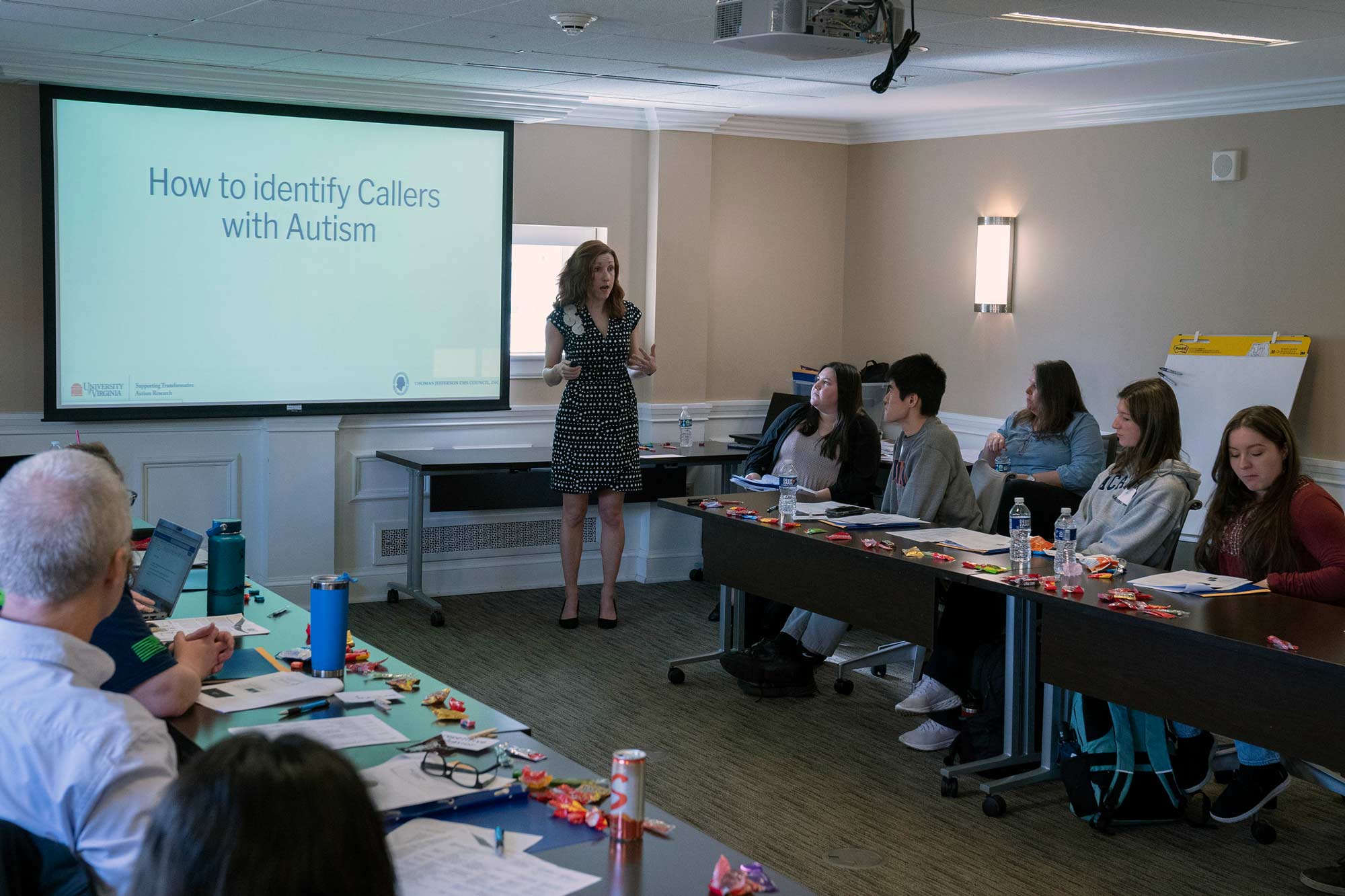 Rose Nevill in a classroom leading a training session