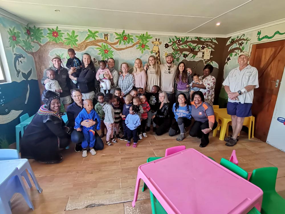 Group Portrait of Lauren Reiser with Local Preschool Members near Cape Town.