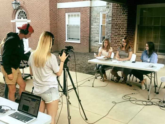 Candid Portrait of reporter for a national television network, covering the presidential campaign, Rinaldi