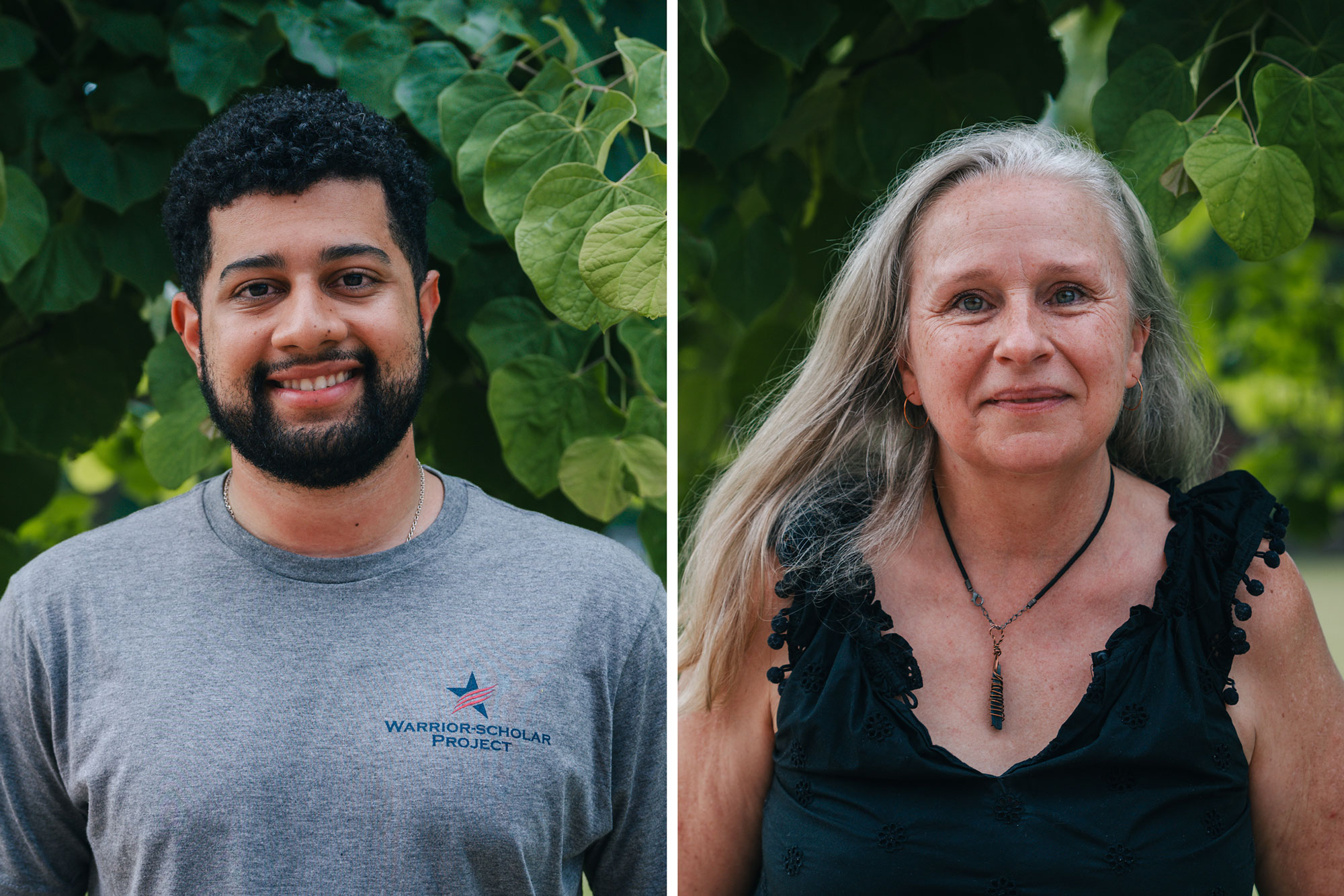 Portrait of Evan Valentin (left) and Pam Newton (right)