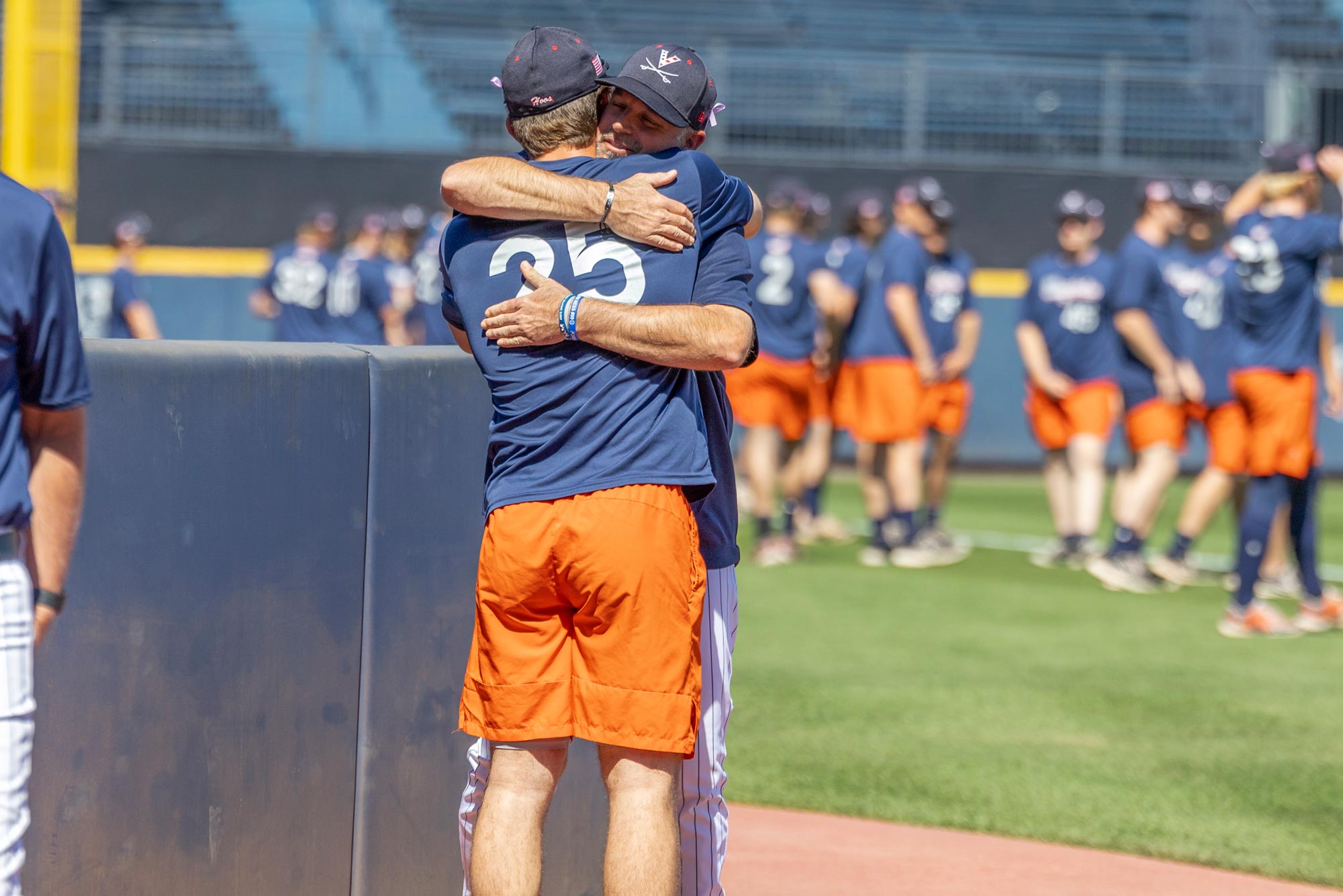 UVA assistant coach Matt Kirby, who lost his father in October of 2021, has been by Buchanan’s side through the last six months. Like he did after Buchanan was presented with the Craig Fielder Memorial Award for overcoming adversity in May, Kirby embraced Buchanan again last Saturday after the Cavaliers clinched a spot in the College World Series. 