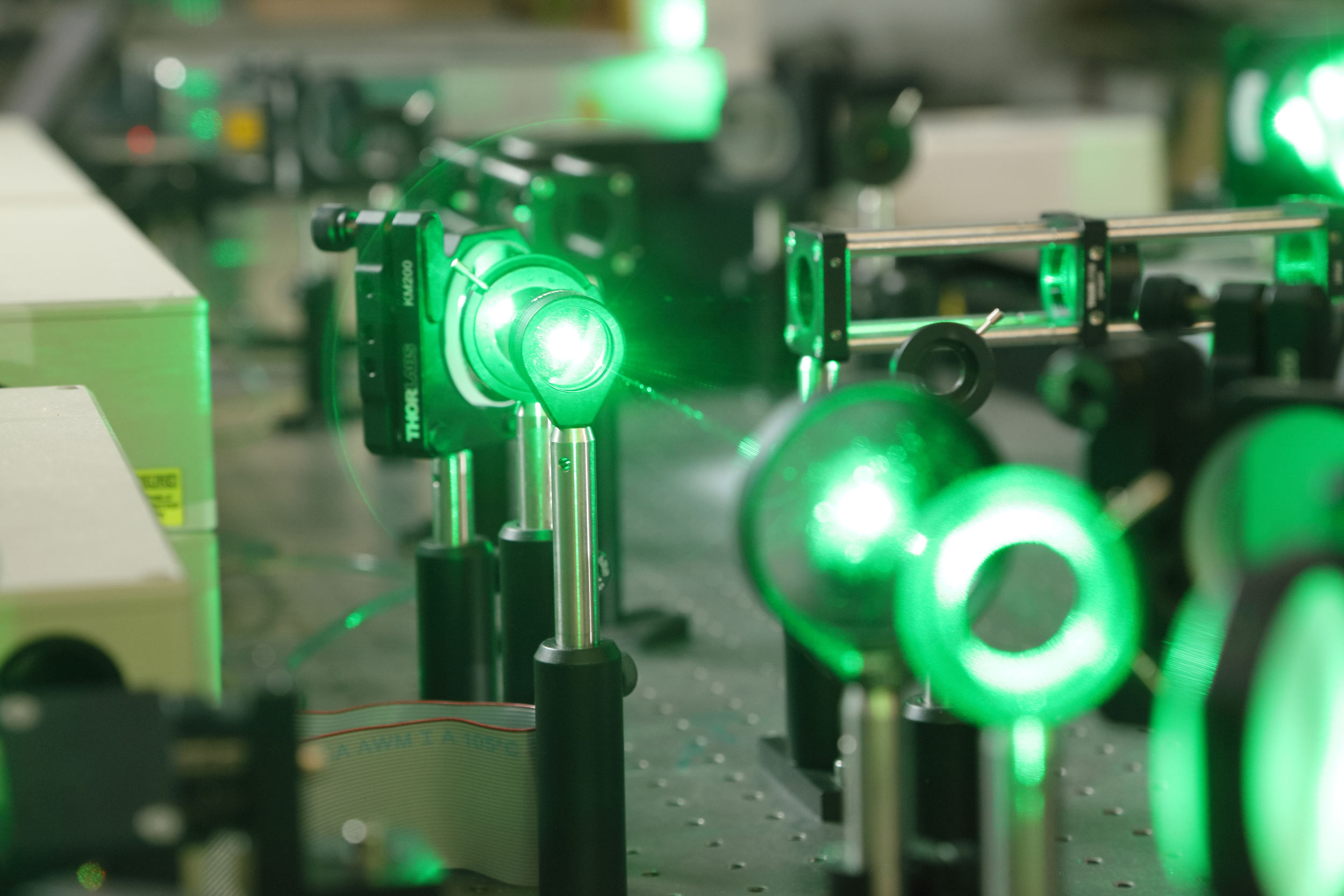 Close up of a green laser