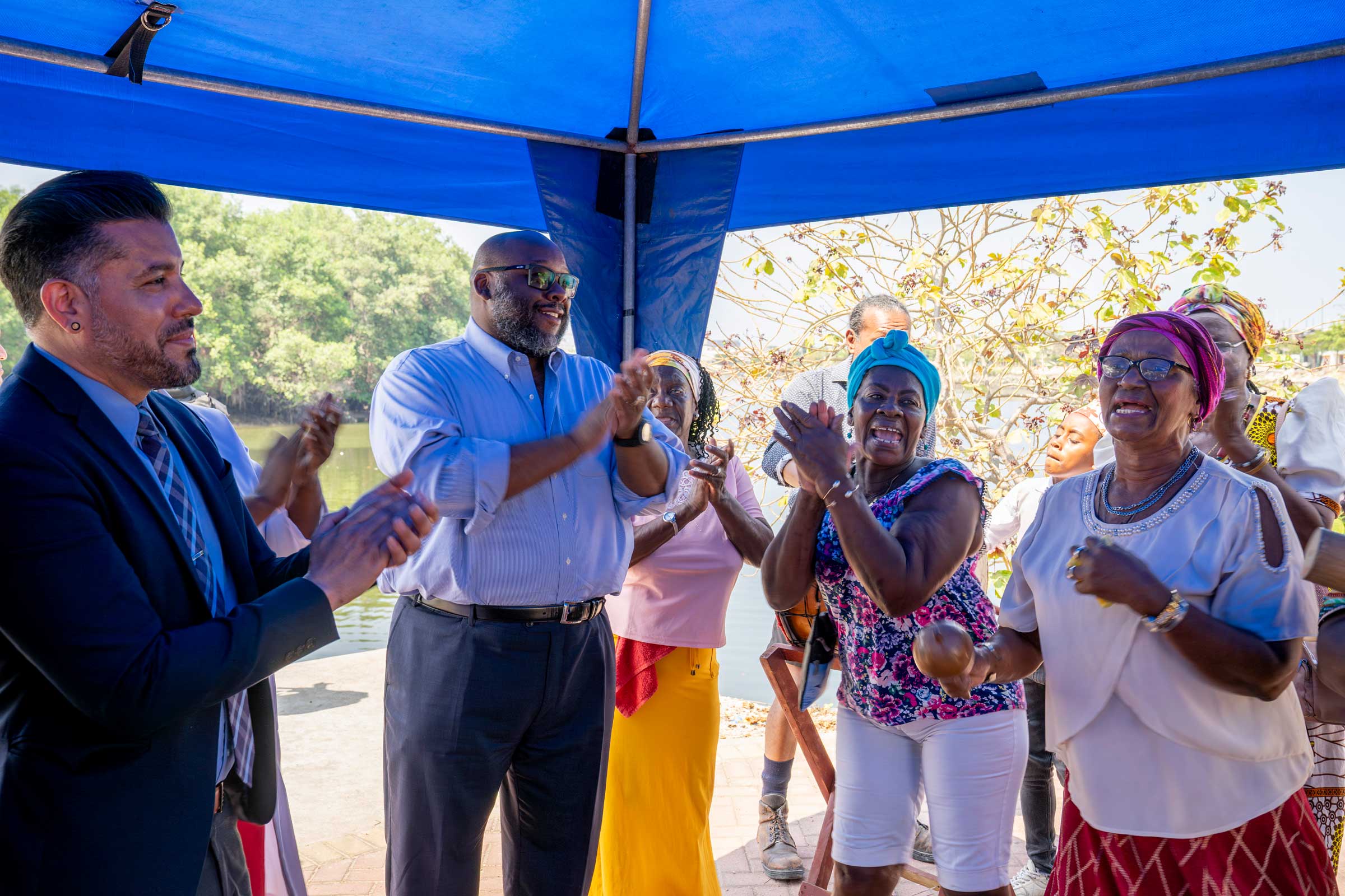 Art Brown at an outdoor welcome reception in Ecuador.