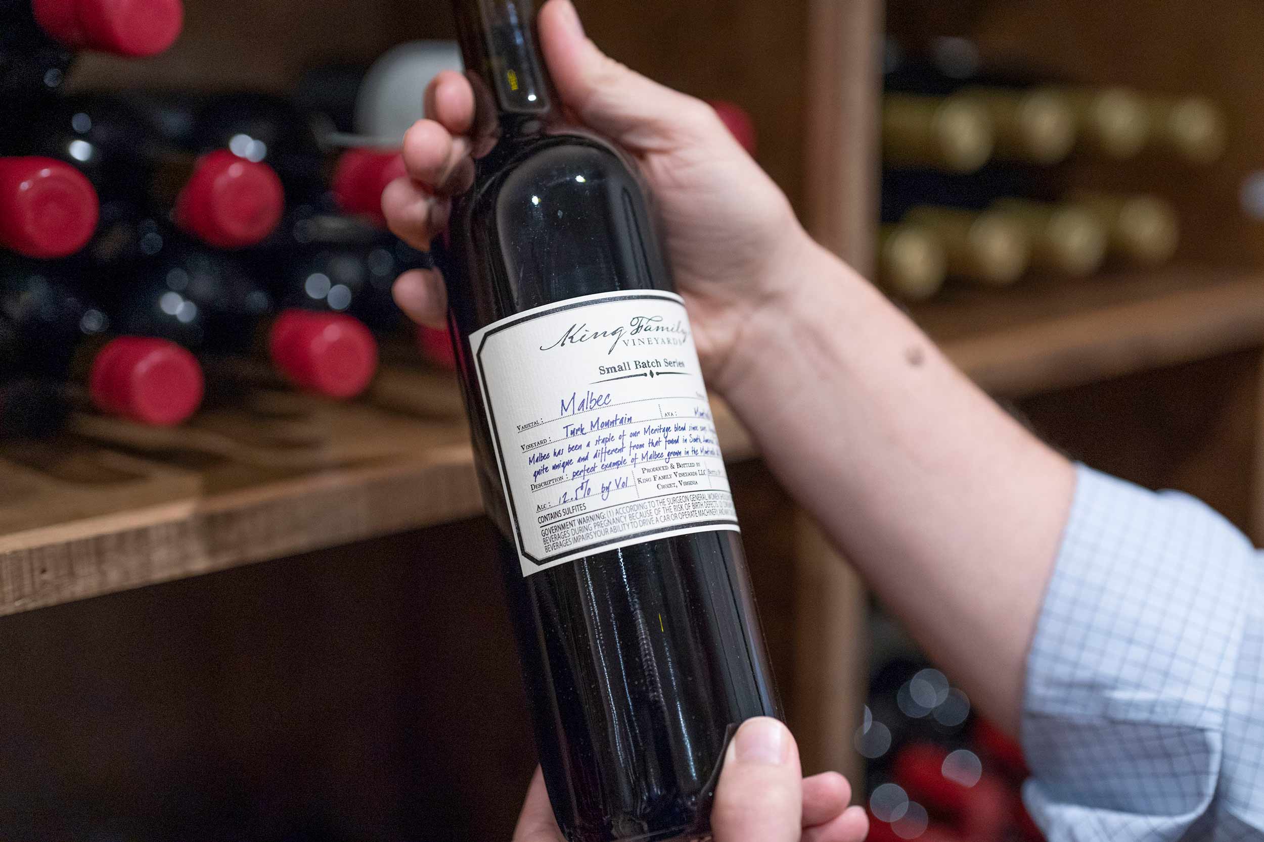 Close up of a bottle of wine
