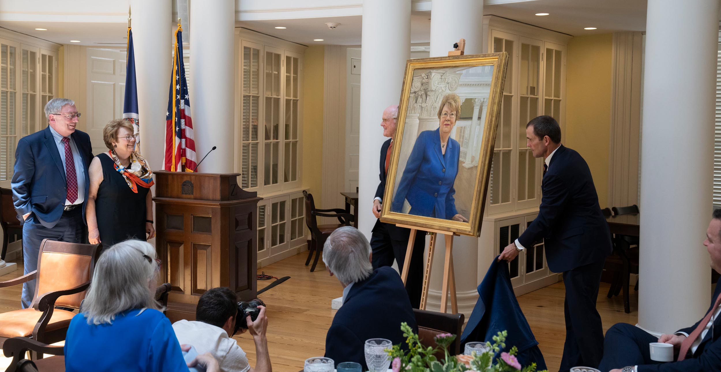 President Ryan presenting Sullivan portrait to her and other viewers