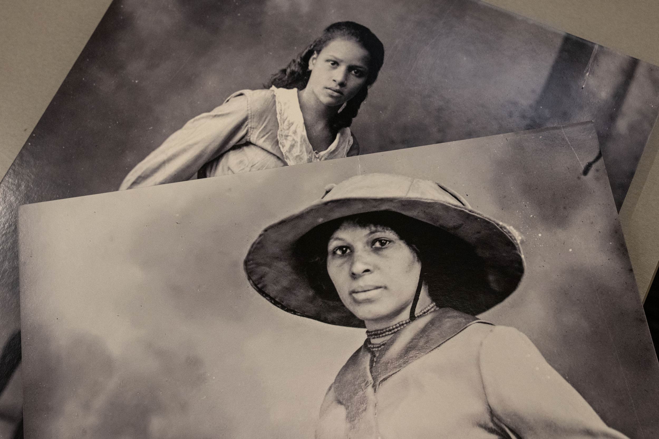 Two posed black and white portraits of Black women