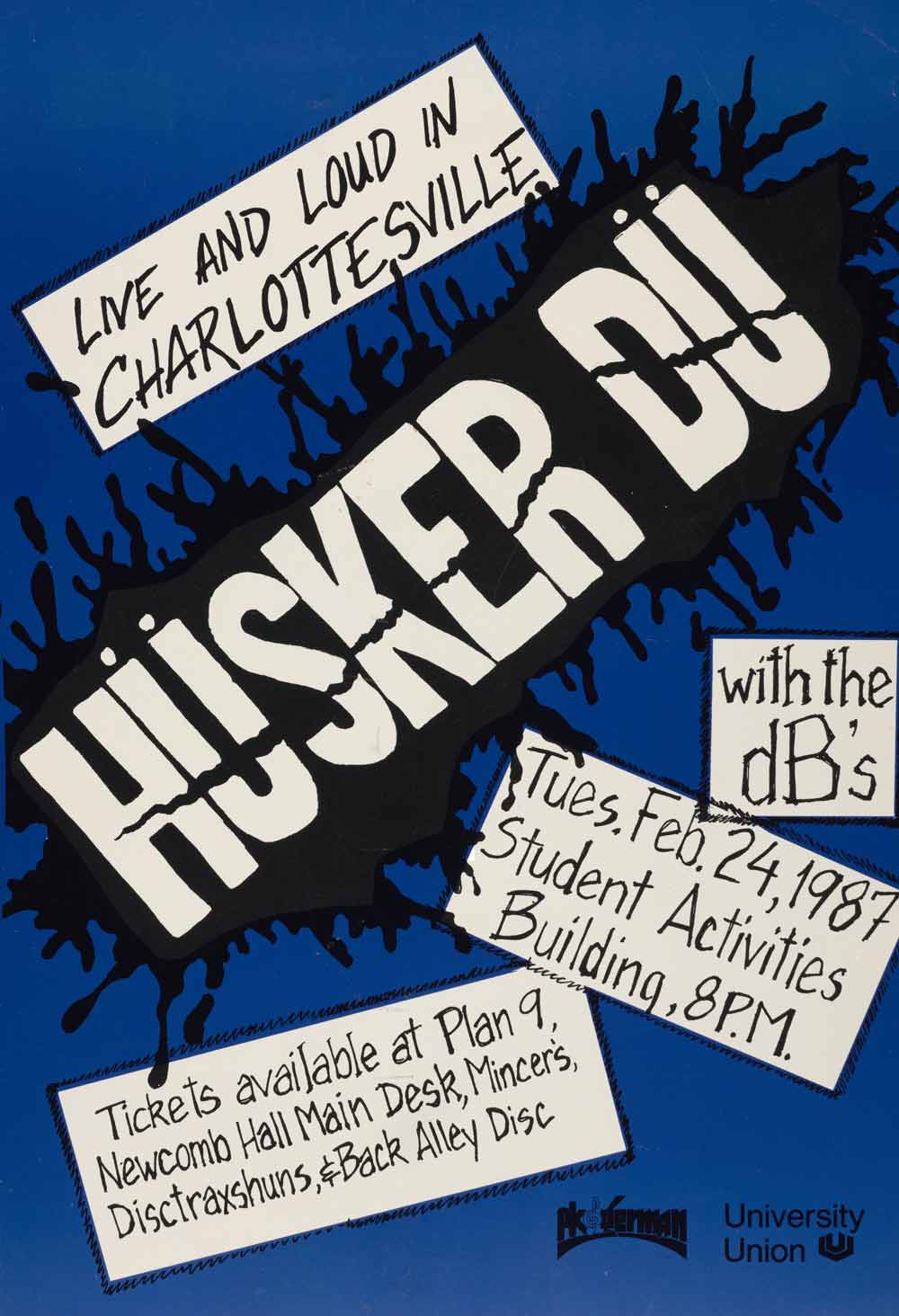 Homemade concert poster from when Husker Du visited UVA in the 1980s