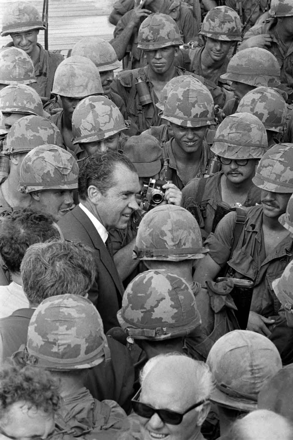 President Nixon visiting U.S. troops in South Vietnam