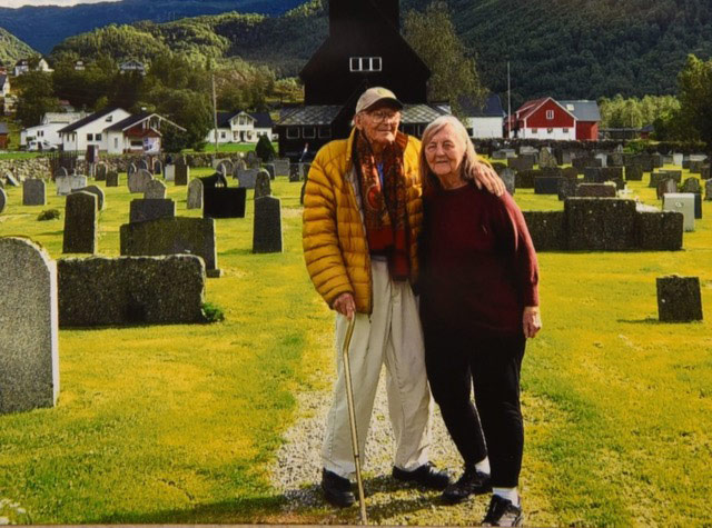 Outdoor portrait of Dr. Hans Riddervold and his wife, Anna Greta