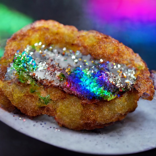 A fritter stuffed with glitter
