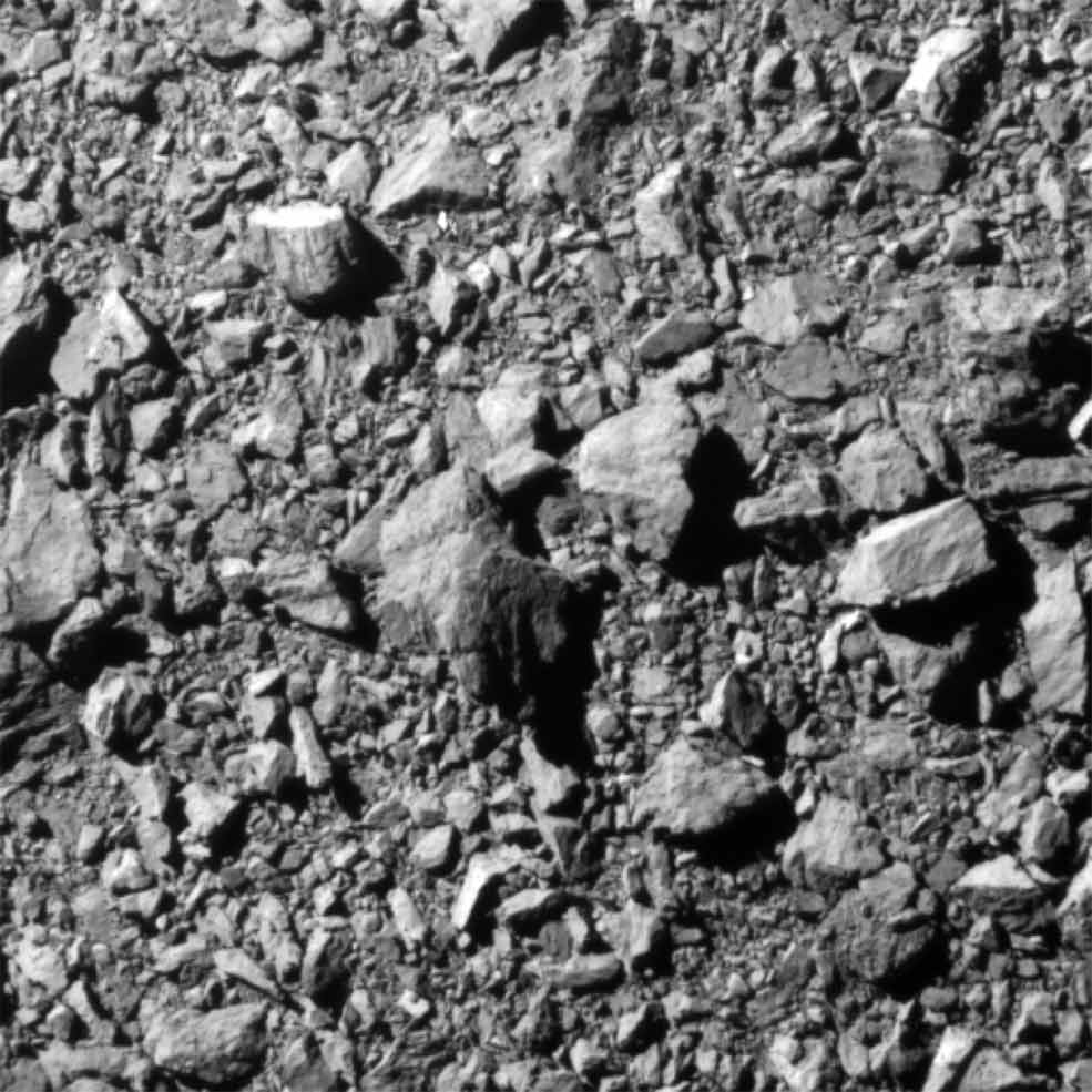 Rocks and dust on the surface of the asteroid