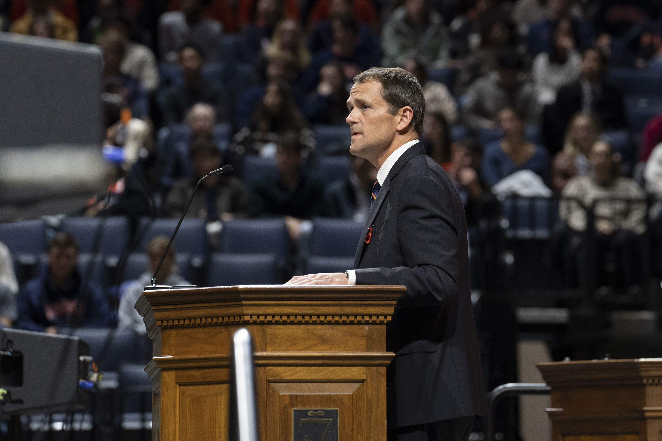 President Ryan speaking at the memorial service