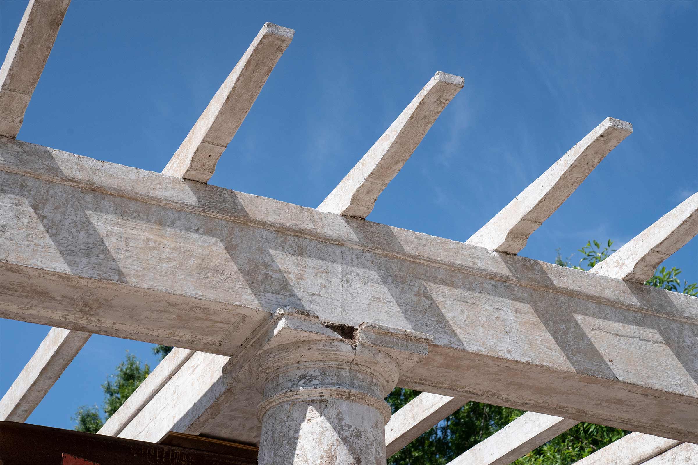Close up view of details of the pergola
