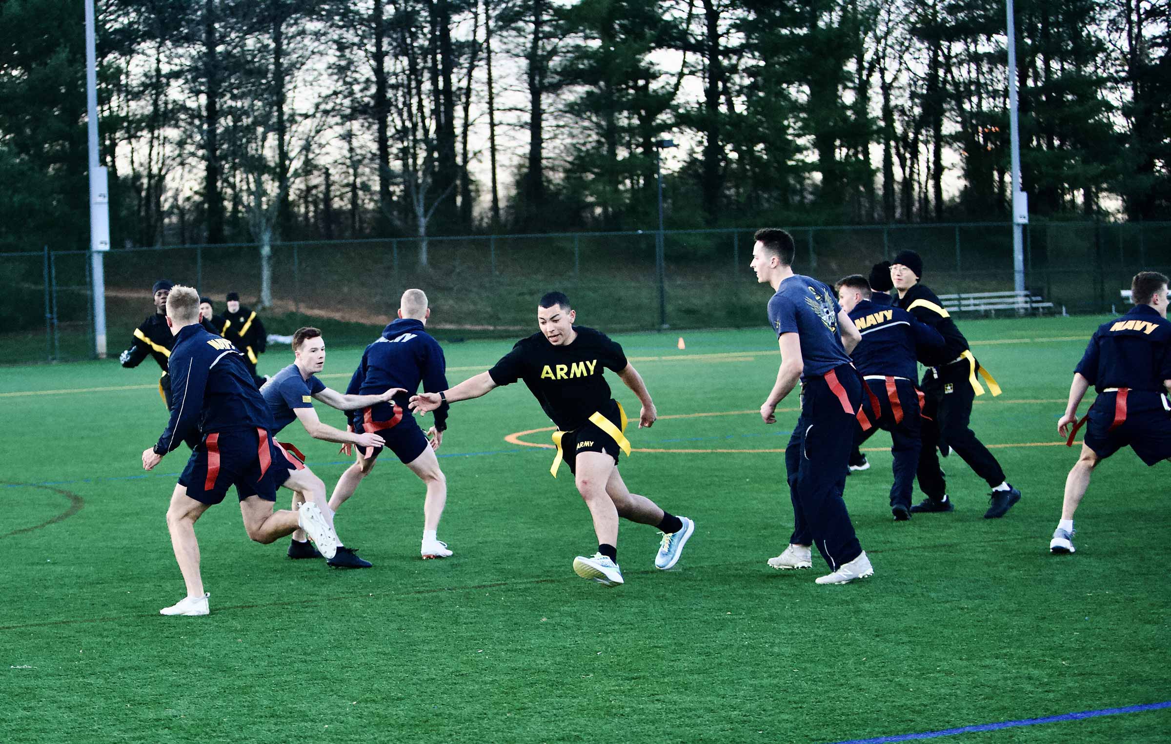 Navy Student Playing Football