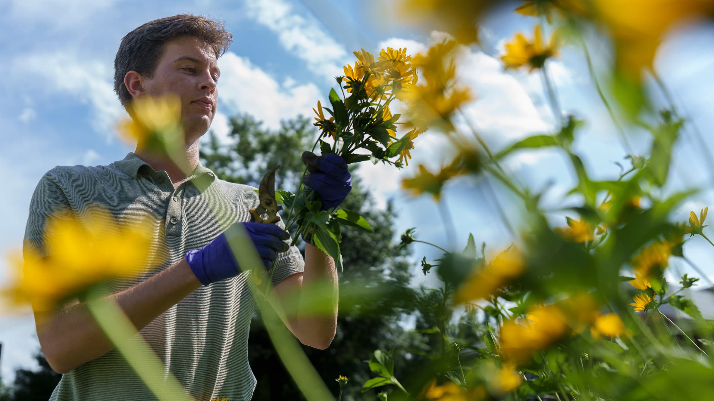 Portrait of a person doing some gardening.