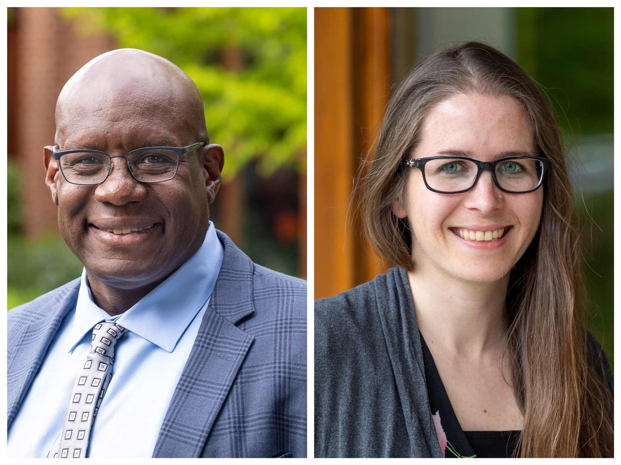 Portraits of UVA professors David Green and Rachel Letteri 