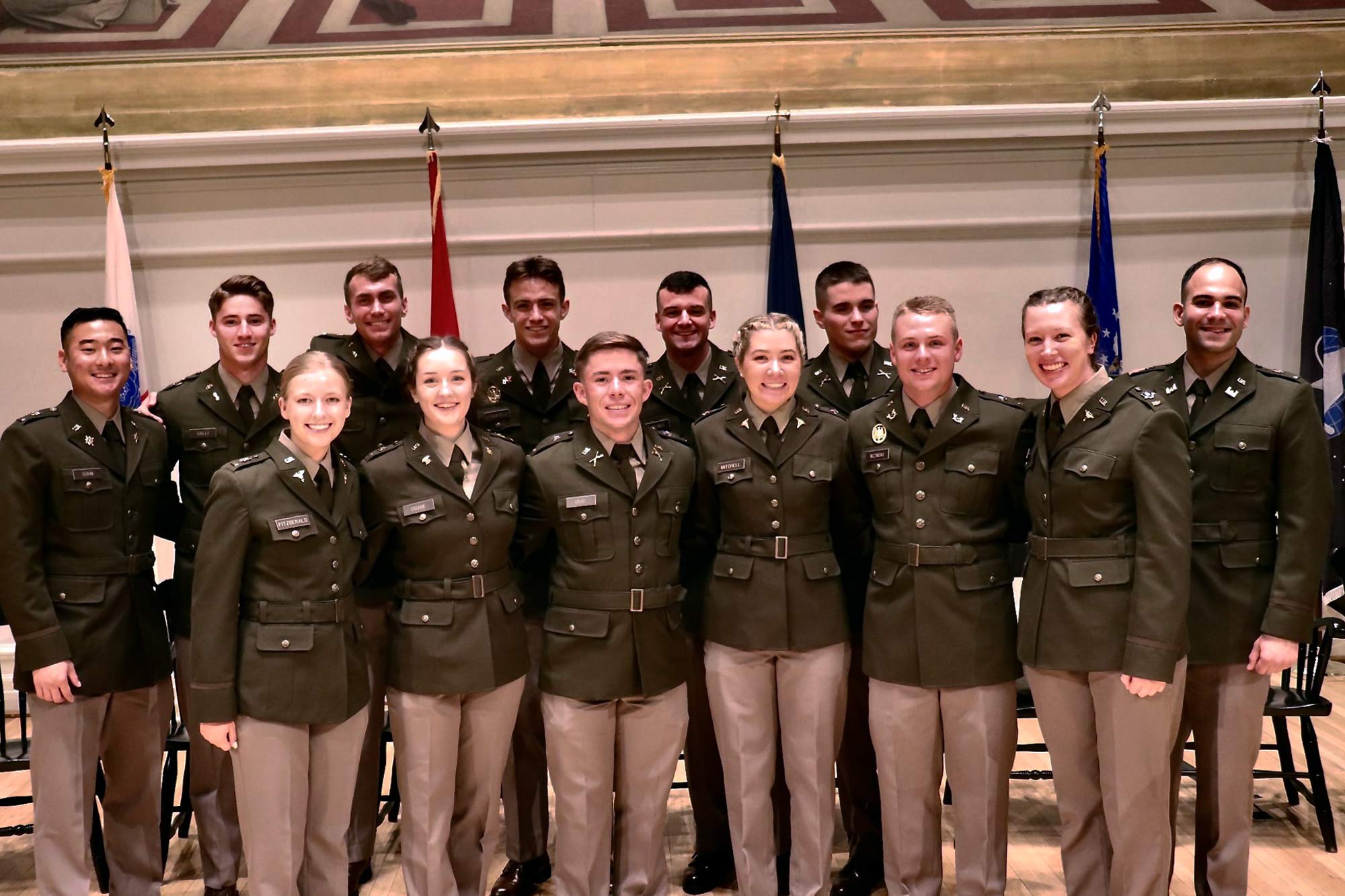 Galli, second from left, with his commissioning class in Old Cabell Hall in 2022. 