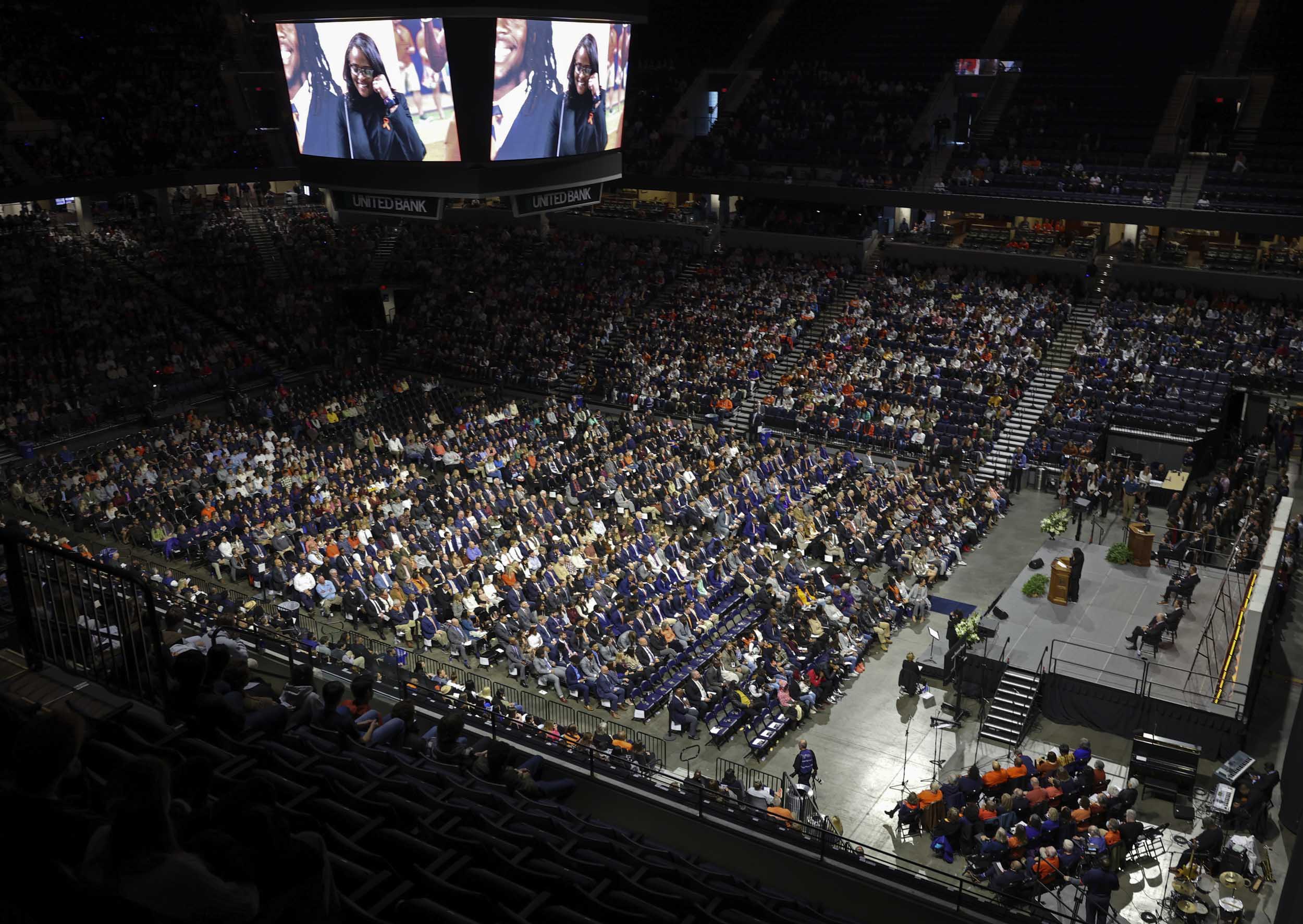 Aerial view of the attendees of the memorial in JPJA