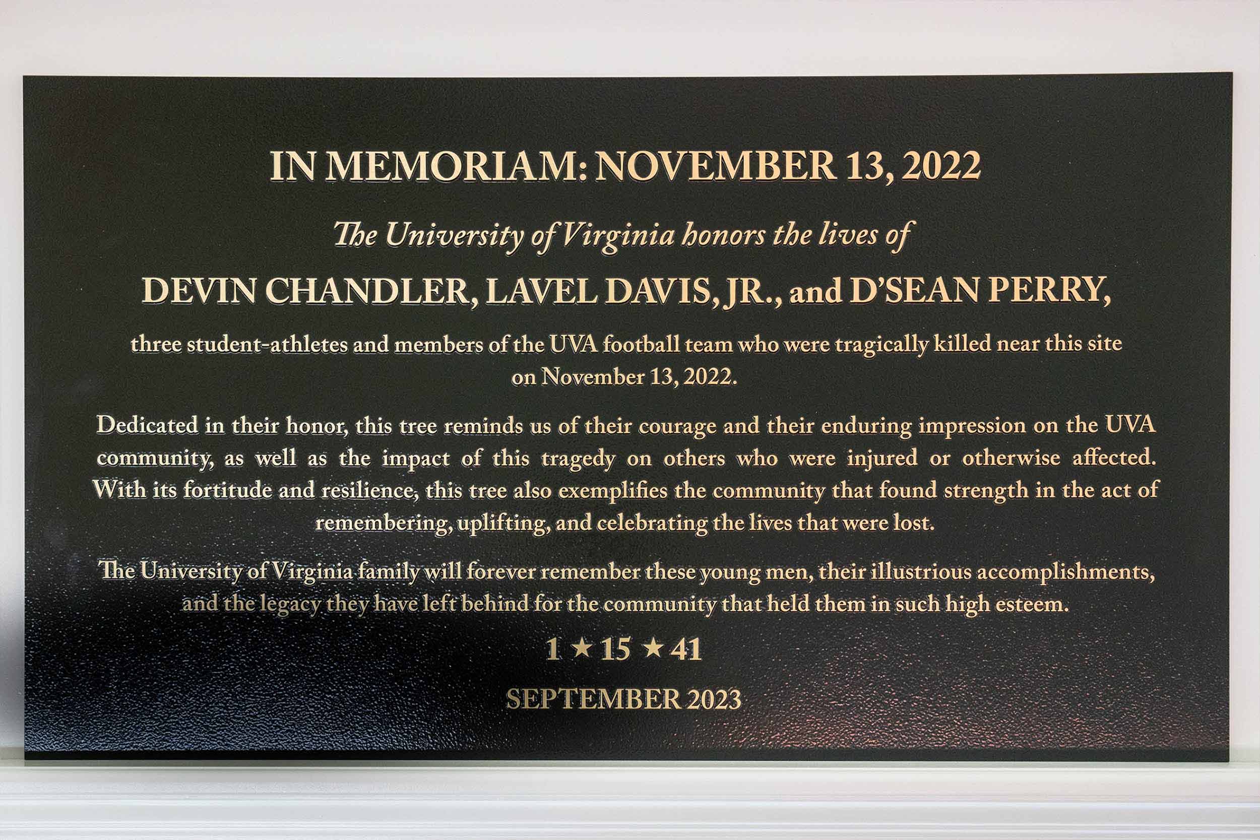 The plaque of the ceremony