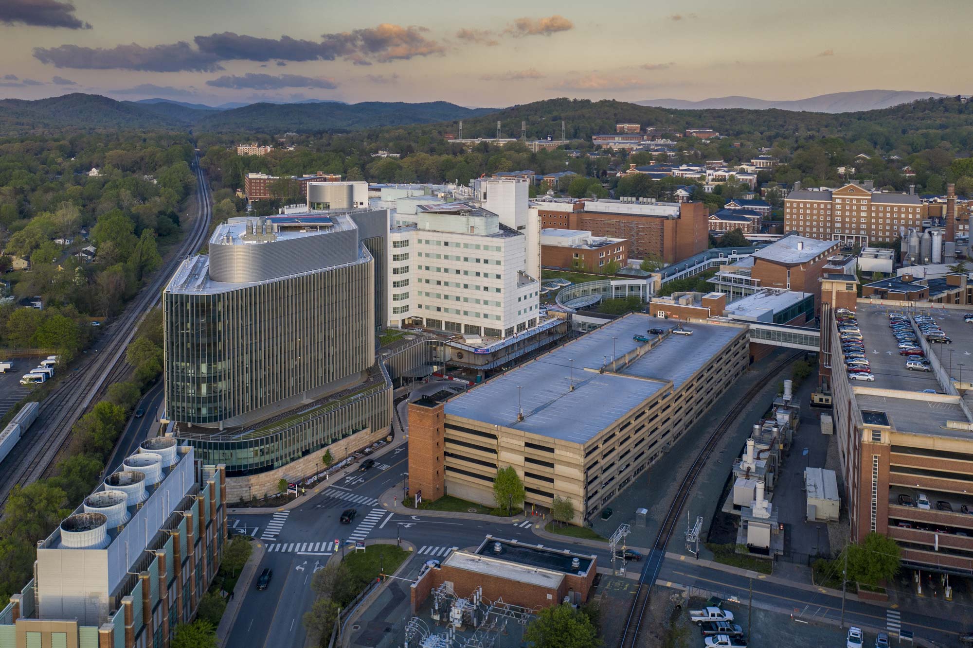 Aerial view of the UVA Medical Center