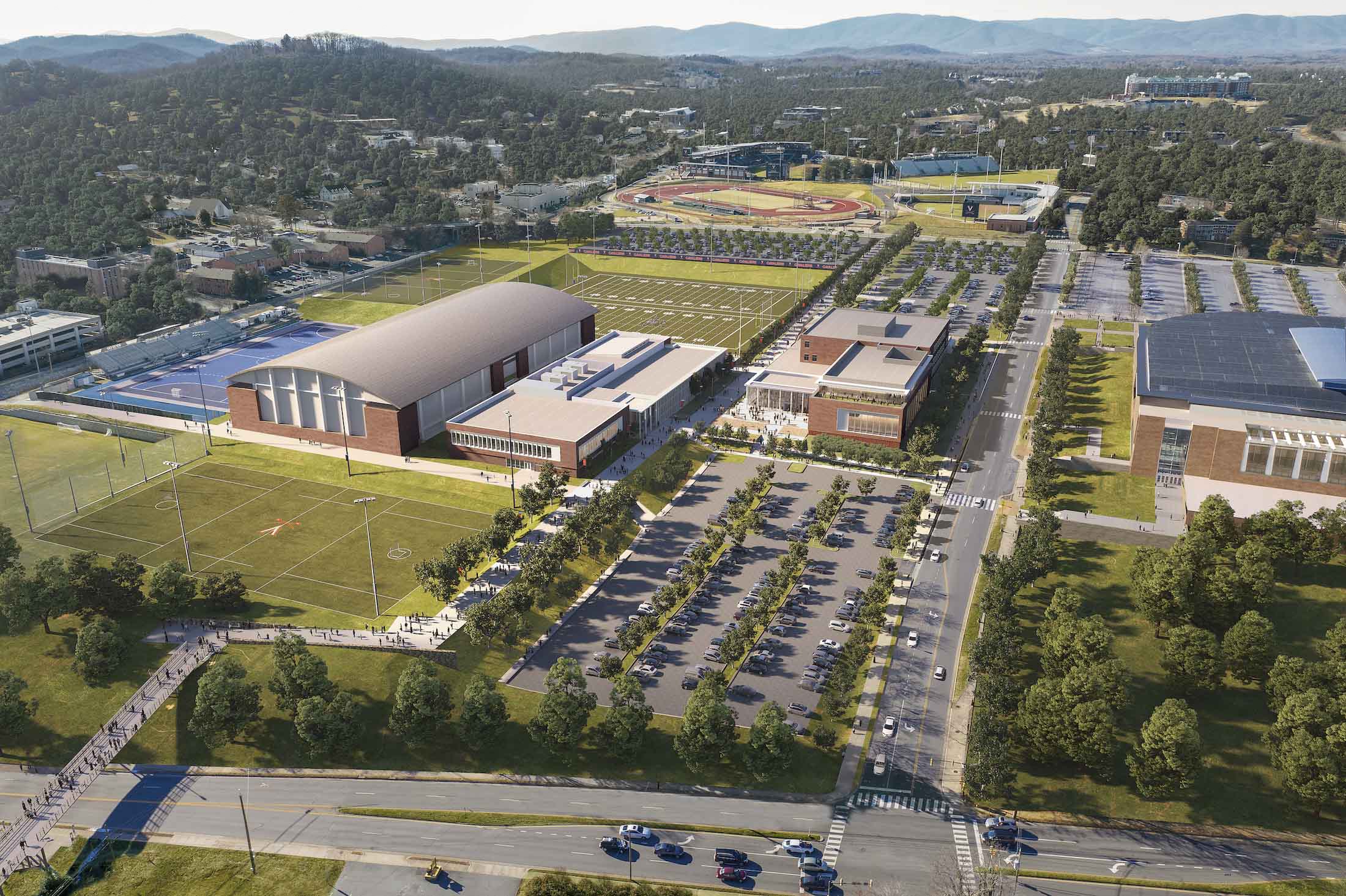 Aerial view of the UVA athletics complex