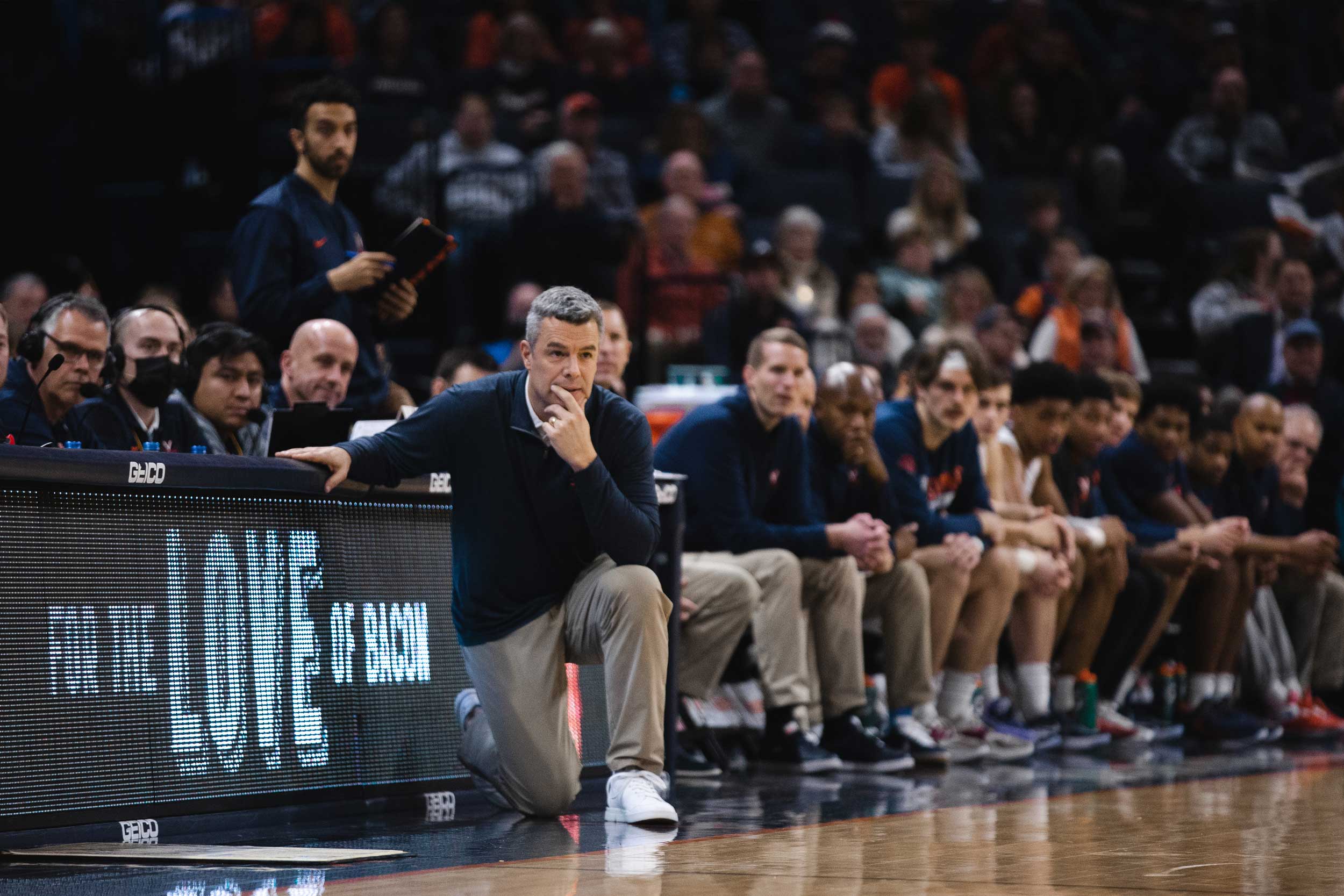 Tony Bennett on the sidelines focused on game